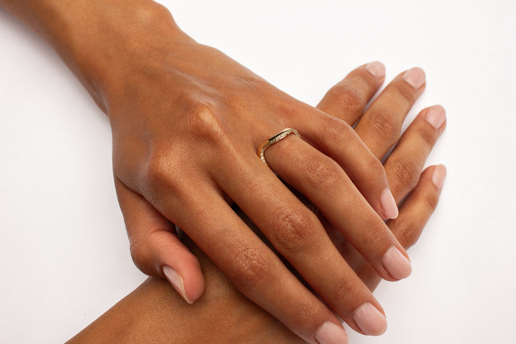 18K Yellow Gold and Diamond Wedding Band image 1