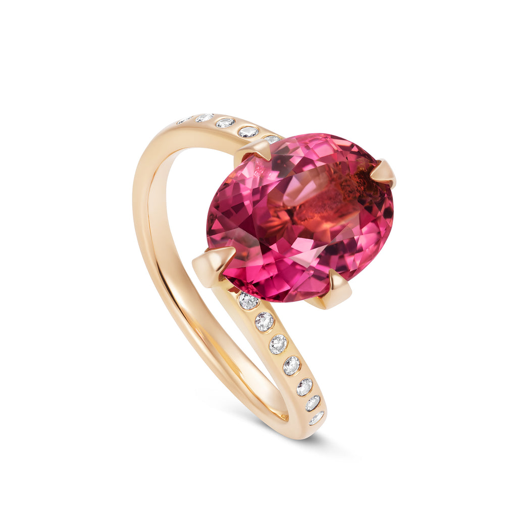 Pink Oval Tourmaline Cocktail Ring image 0