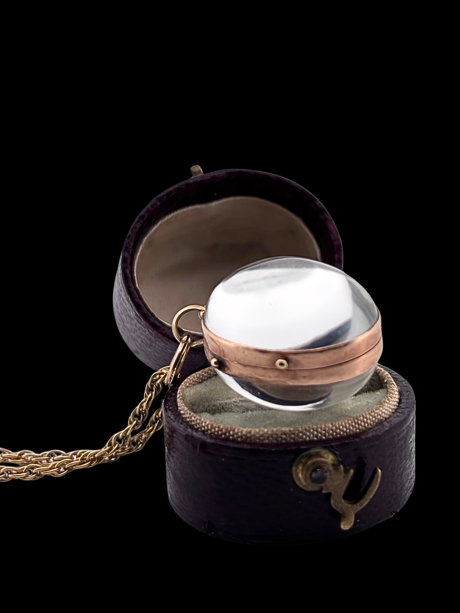 Victorian Antique Rock Crystal & Gold Orb Pendant