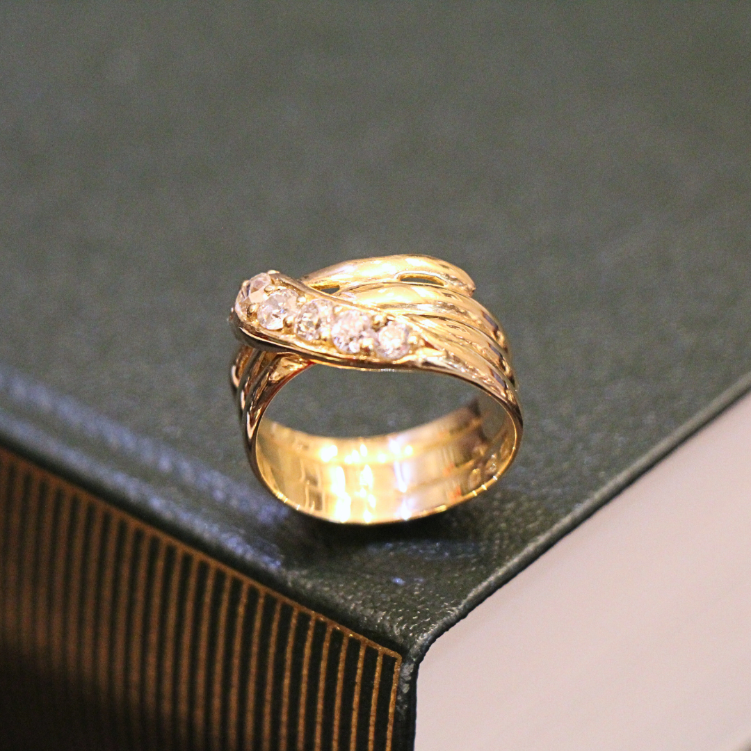 18ct Gold Diamond Sneak Crossover Band Ring