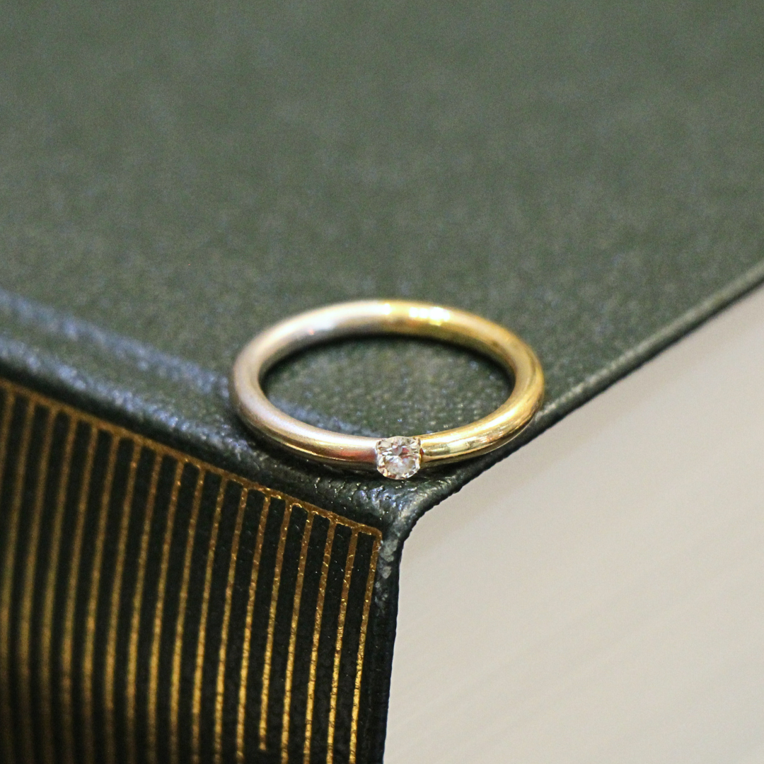 Round Wire 18ct Dual Tone Gold Diamond Solitaire Ring