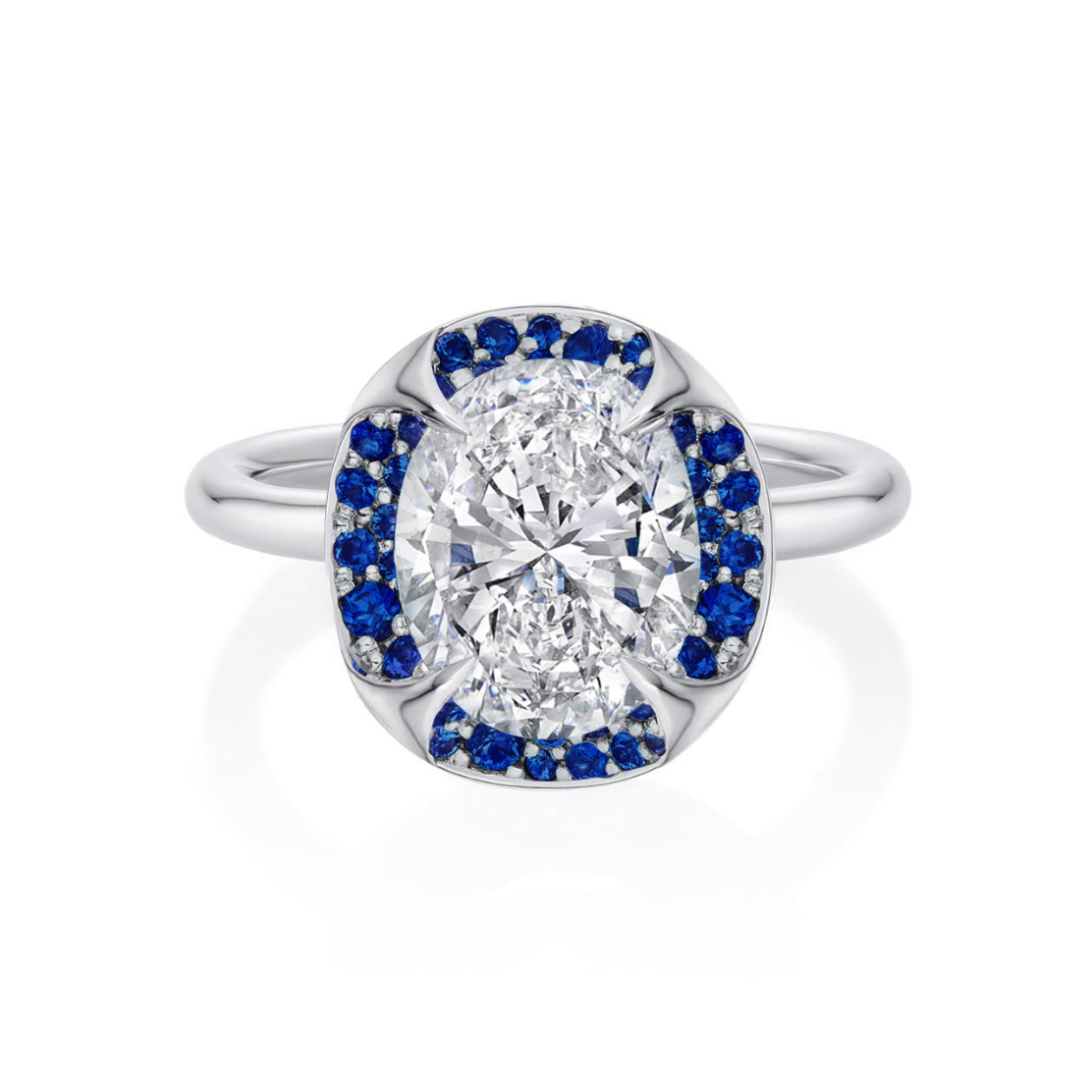 2.3ct Diamond and Sapphire Pliers Engagement Ring
