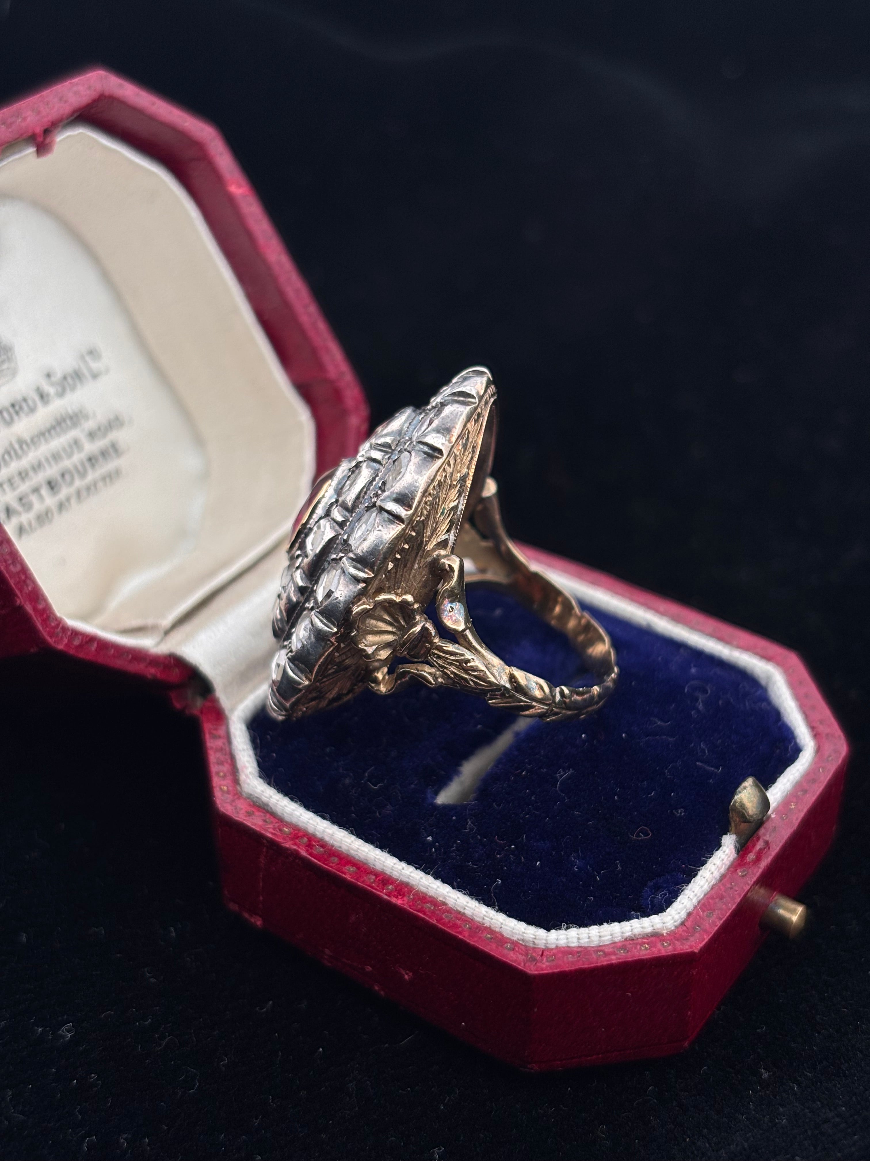 Victorian Burmese Ruby & Diamond Cluster Ring