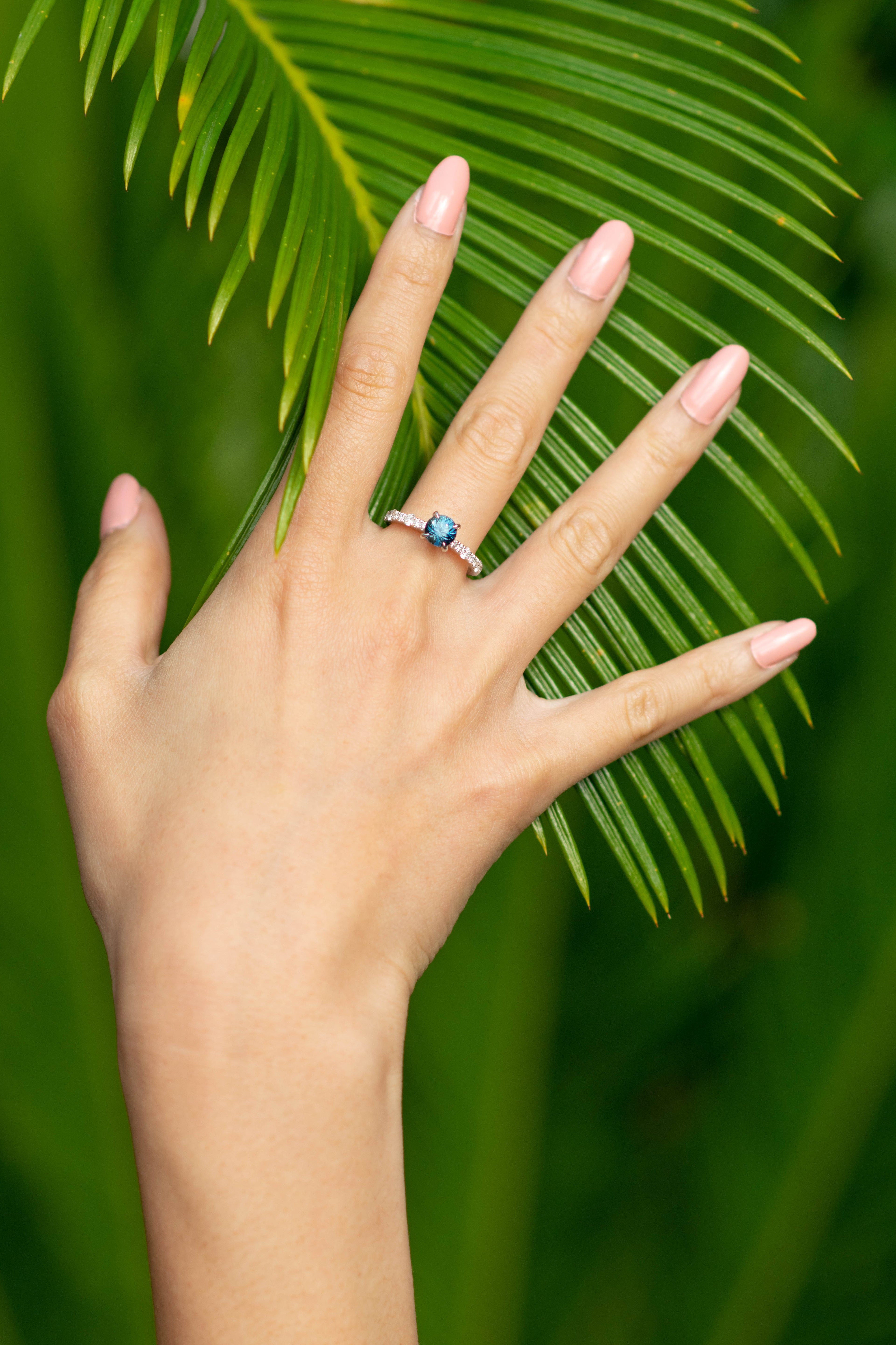 Round Diamond & Sapphire Engagement Ring image 4