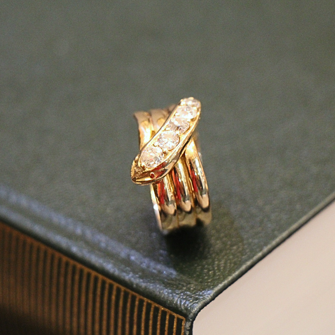 18ct Gold Diamond Sneak Crossover Band Ring