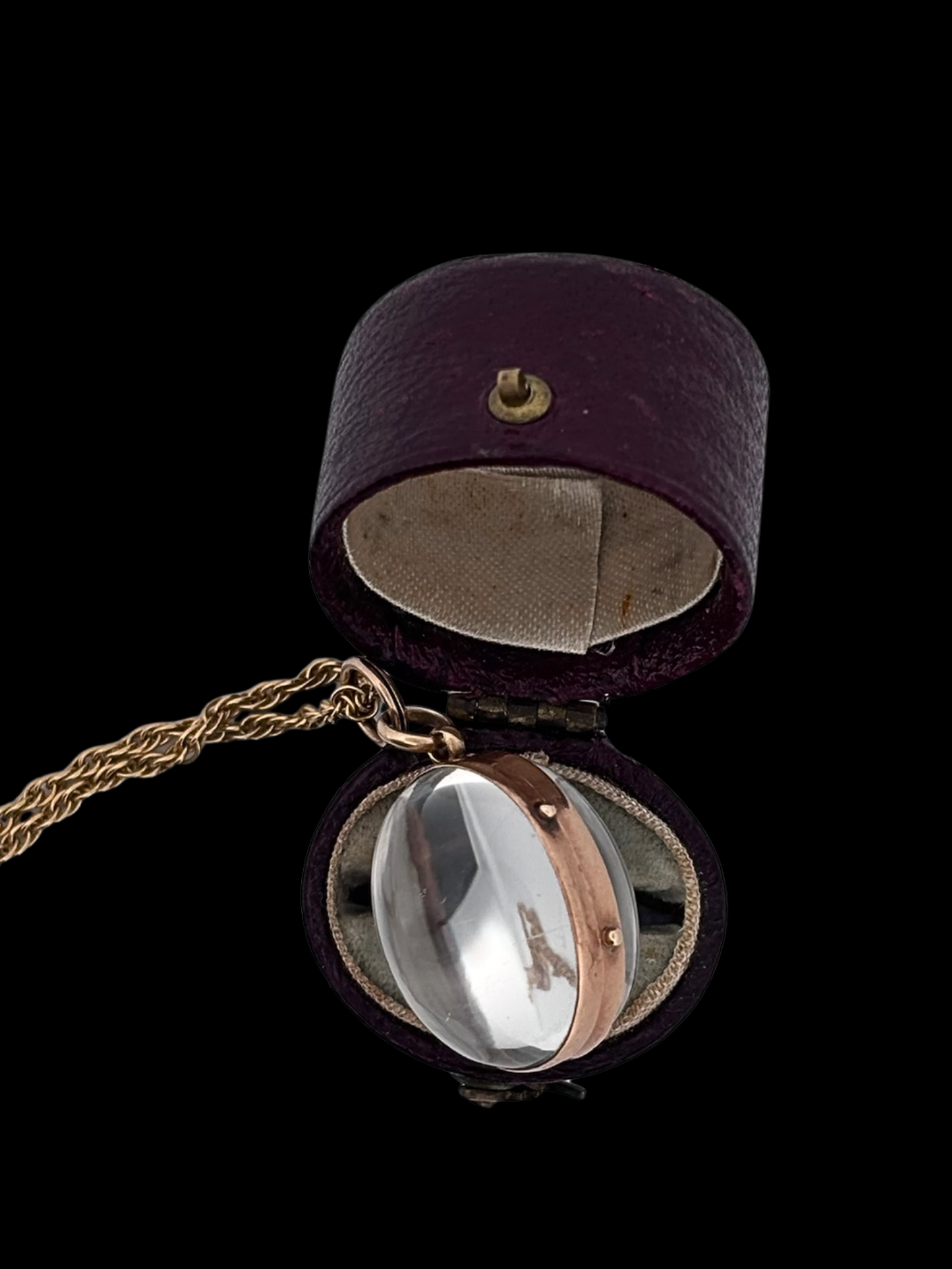 Victorian Antique Rock Crystal & Gold Orb Pendant