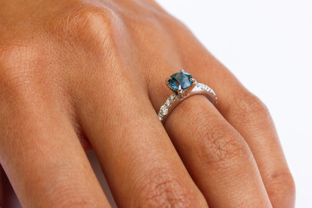 Round Diamond & Sapphire Engagement Ring image 1