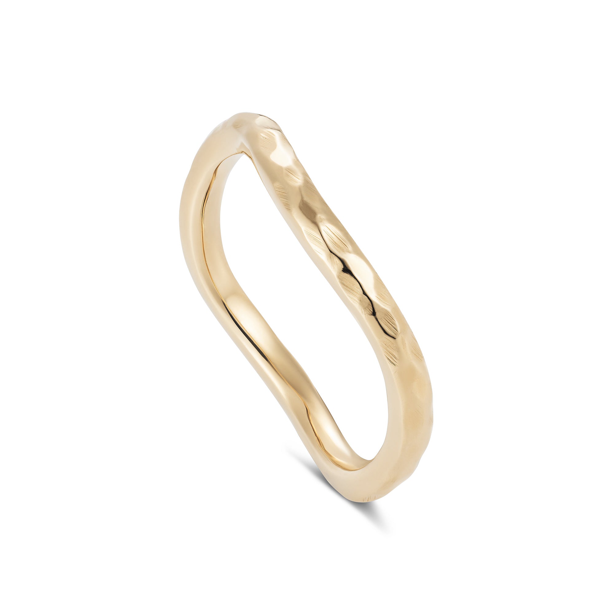 18K yellow gold textured wave wedding band image 0