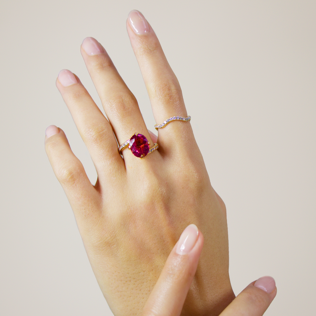 Pink Oval Tourmaline Cocktail Ring image 1