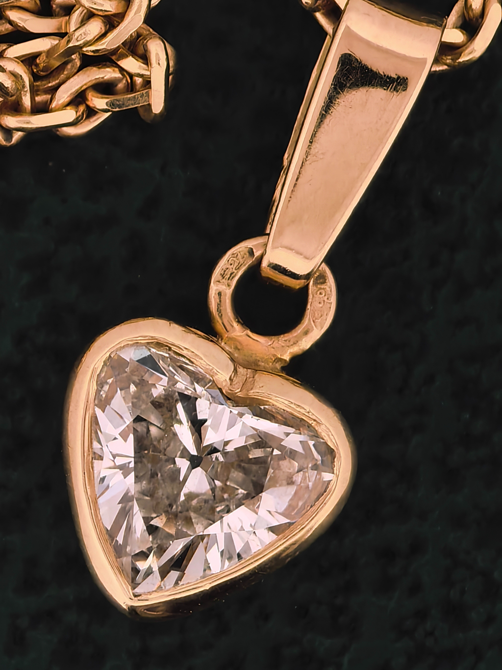 18ct Gold Old Cut Heart Diamond Pendant