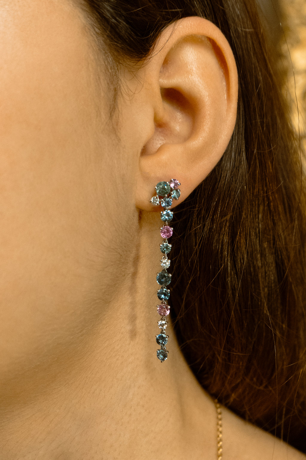 Pastel Sapphire Water Lilies Earrings image 1