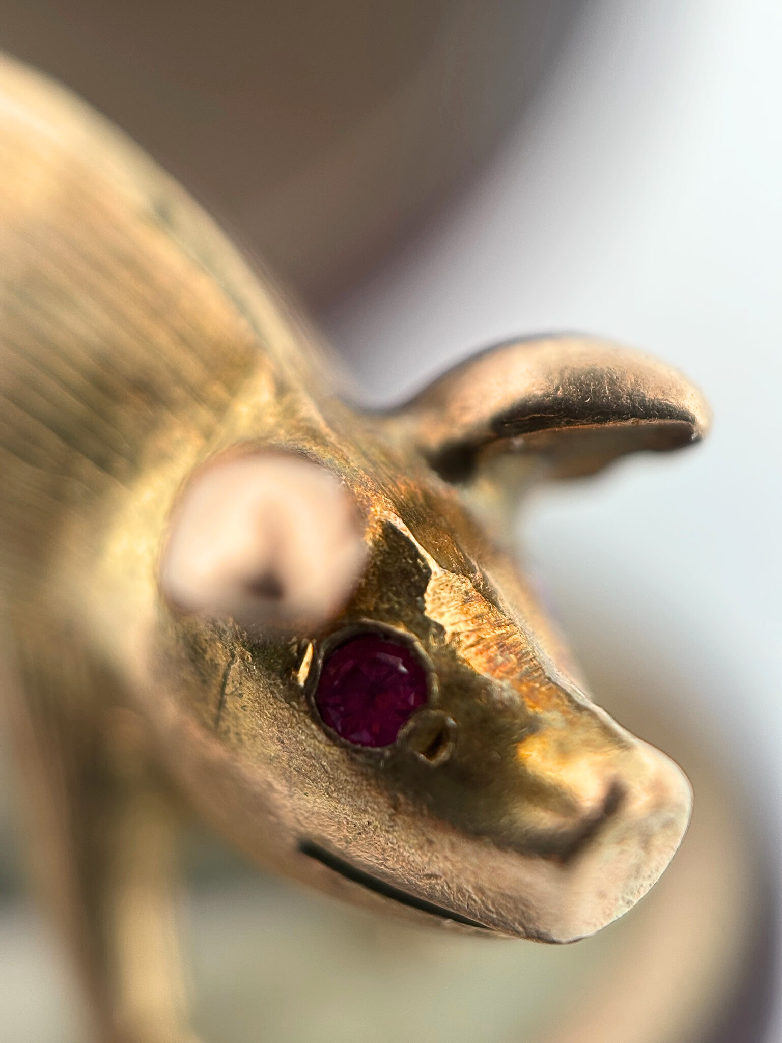 Gold Pig Charm 9ct with Ruby Eyes
