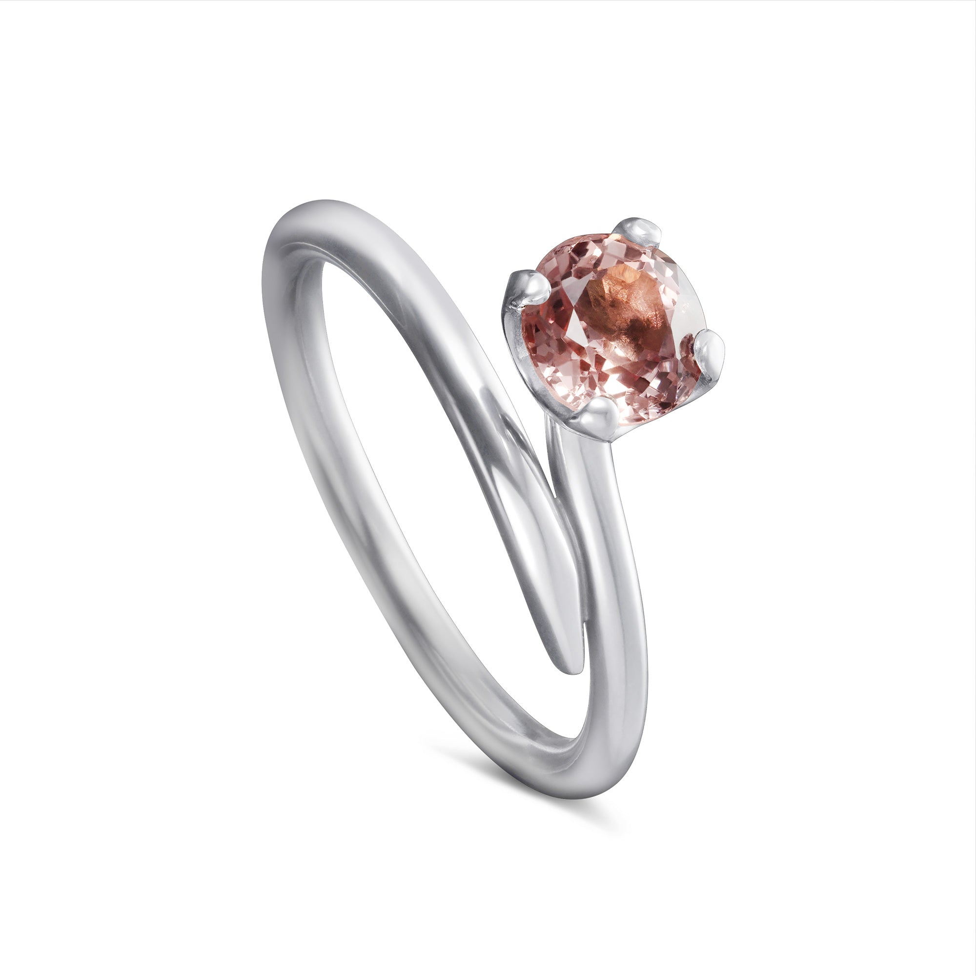 Round Peach Spinel Engagement Ring image 0