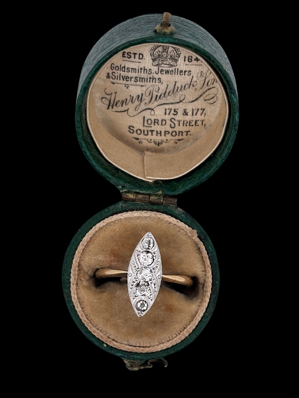 Antique Small Navette Diamond Ring