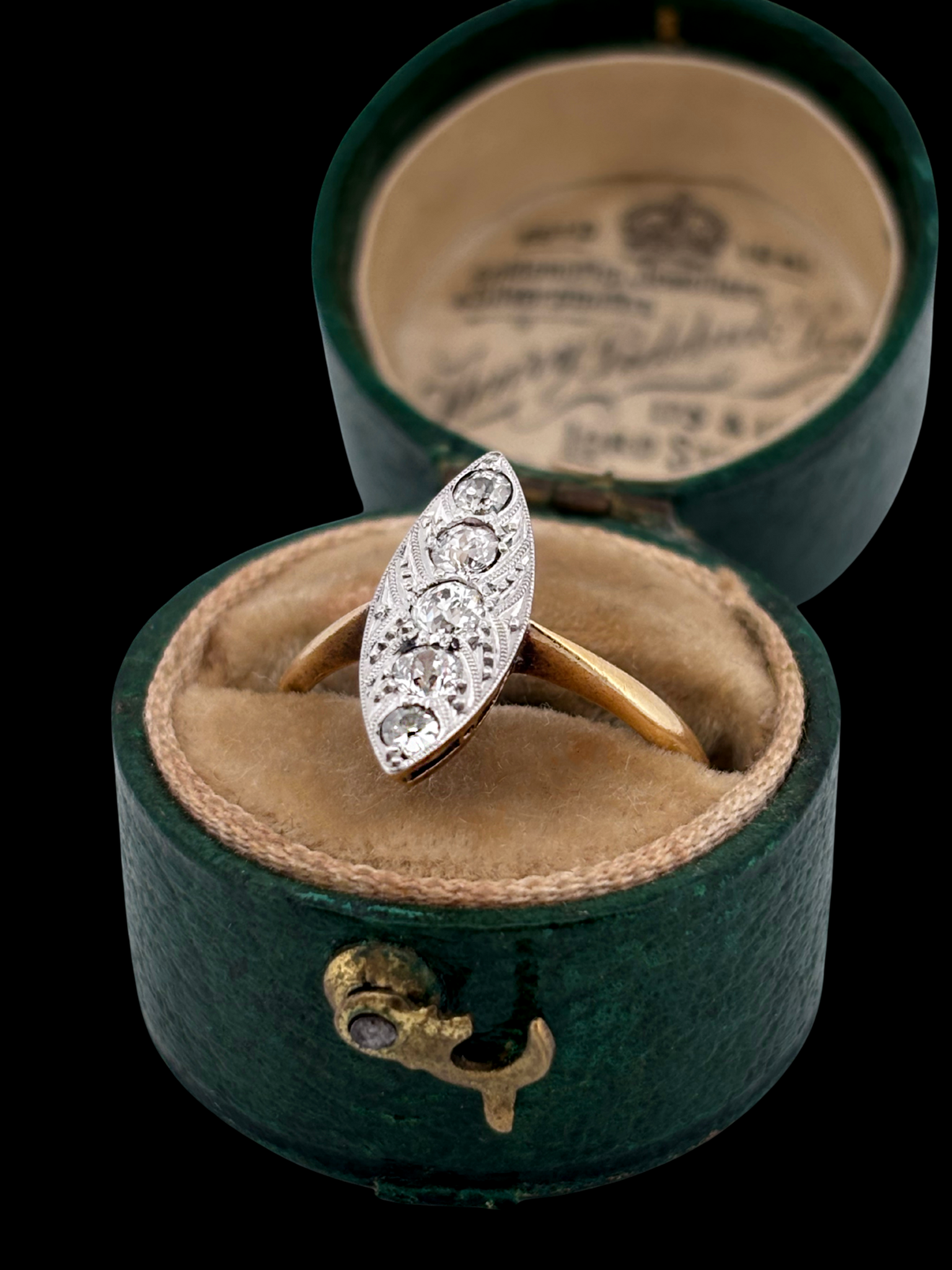 Antique Small Navette Diamond Ring