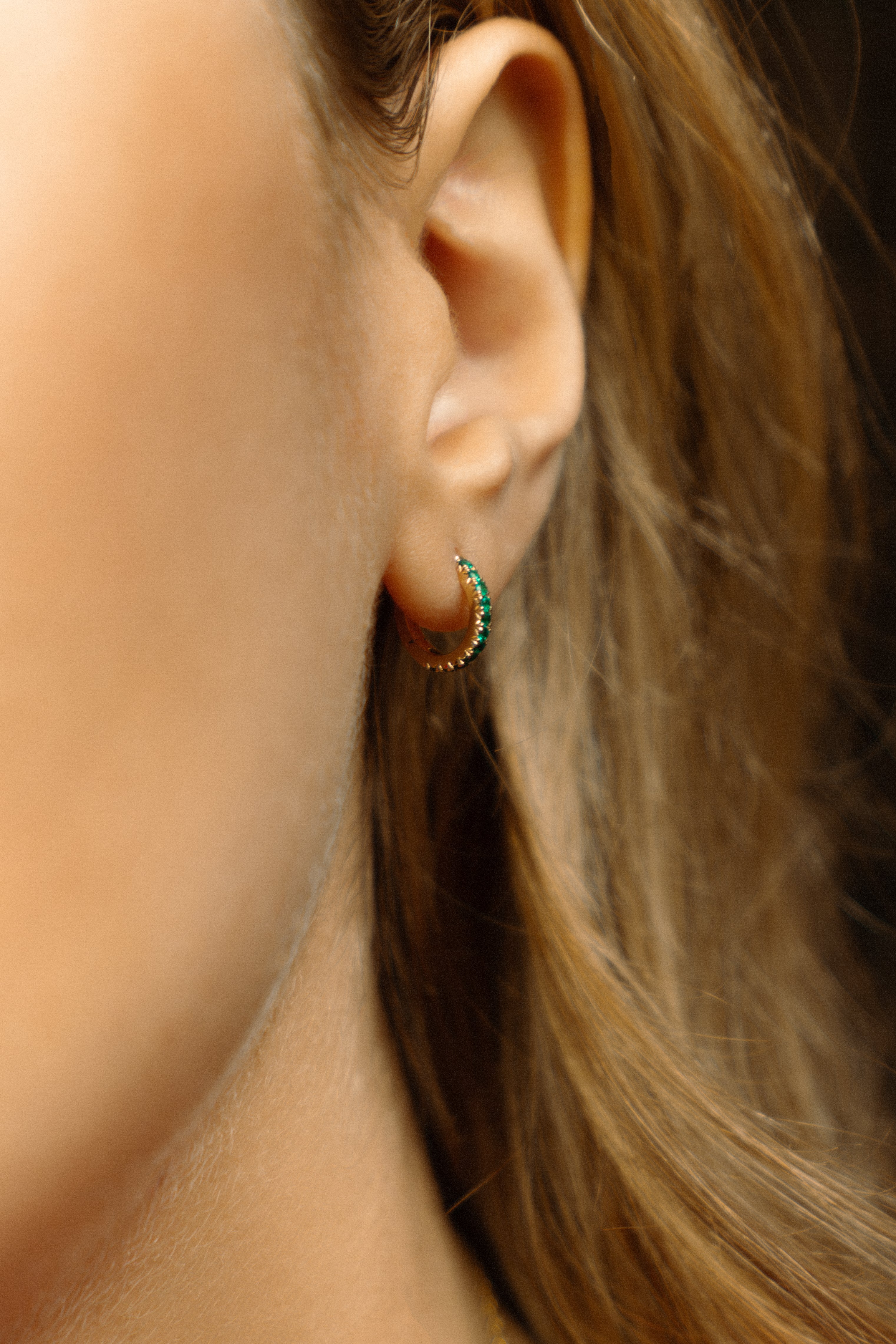 Emerald Huggie Hoop image 0