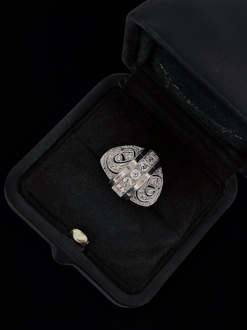 Diamond Art Deco Dome Ring Platinum