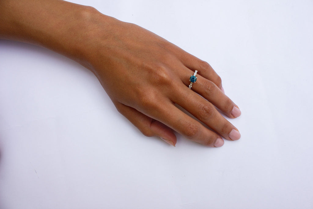 Round Diamond & Sapphire Engagement Ring image 2