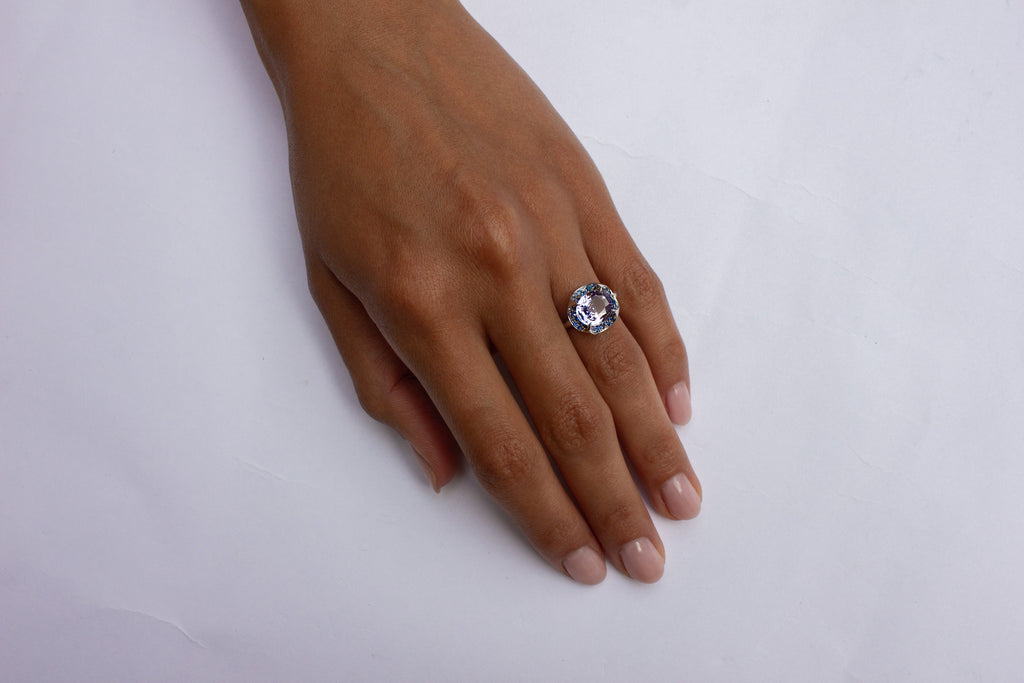 Personalised Lilac Sapphire Engagement Ring in White Gold | Fleur De Lys image 4