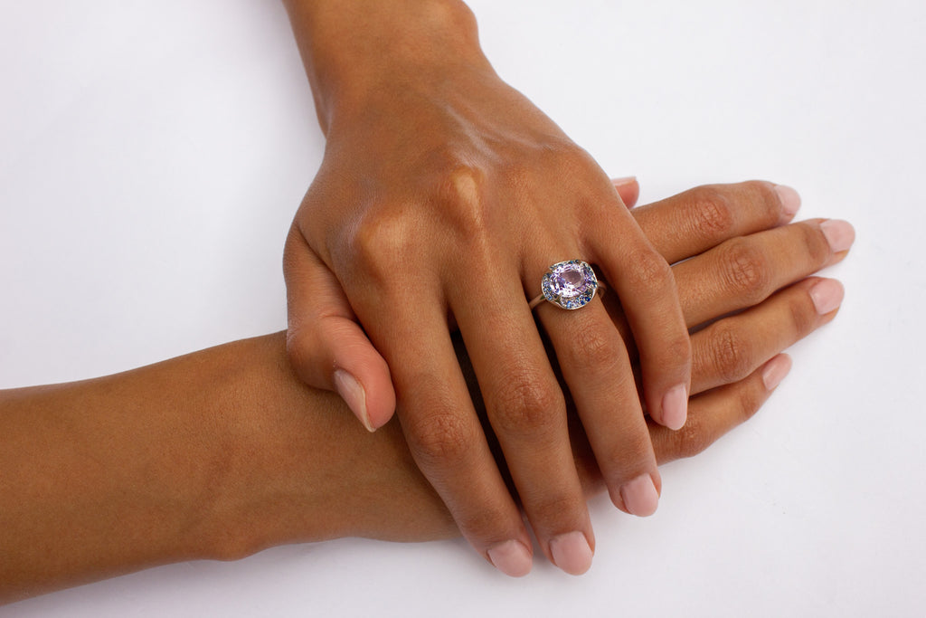 Personalised Lilac Sapphire Engagement Ring in White Gold | Fleur De Lys image 1