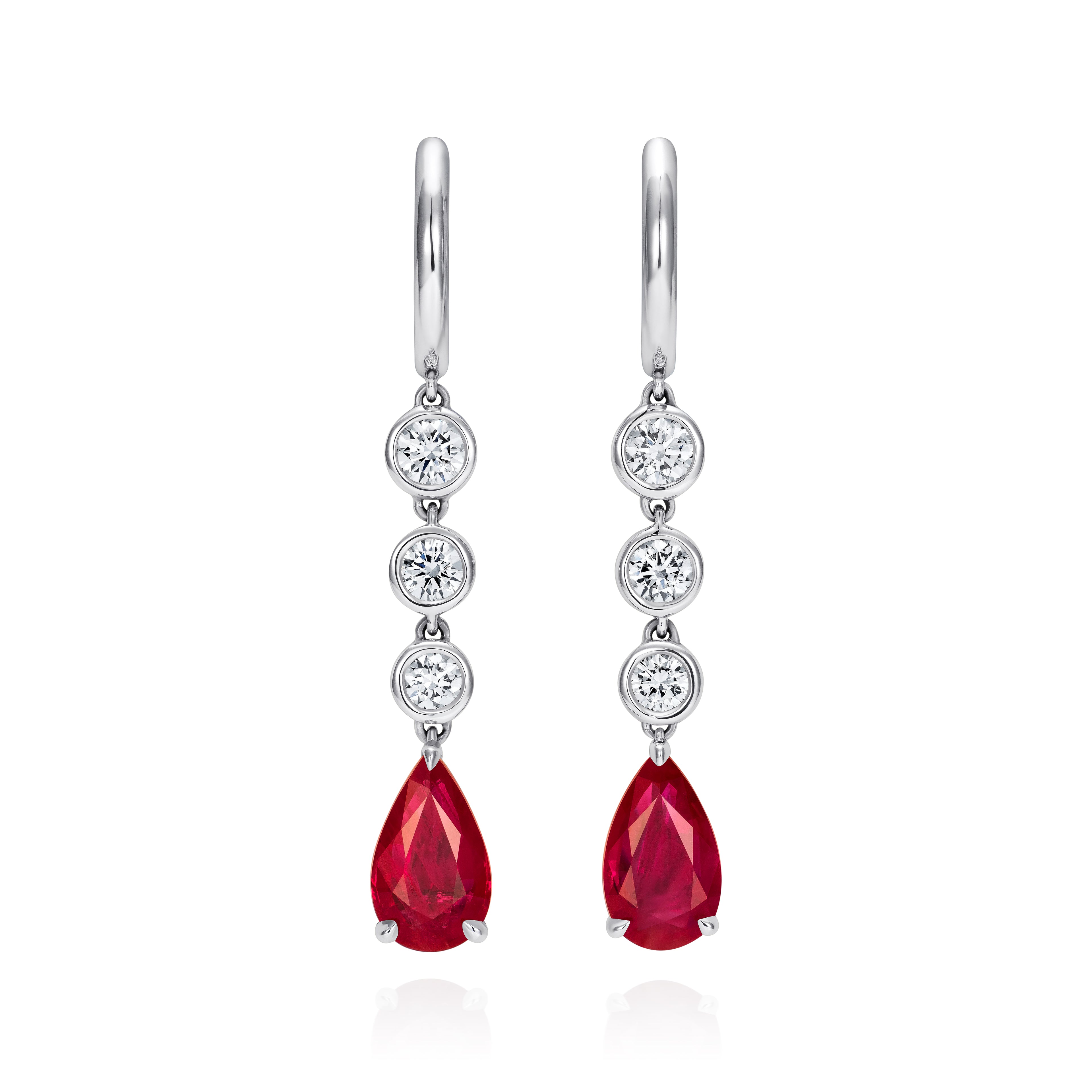Ruby & Diamond Earrings in 18K white gold image 0