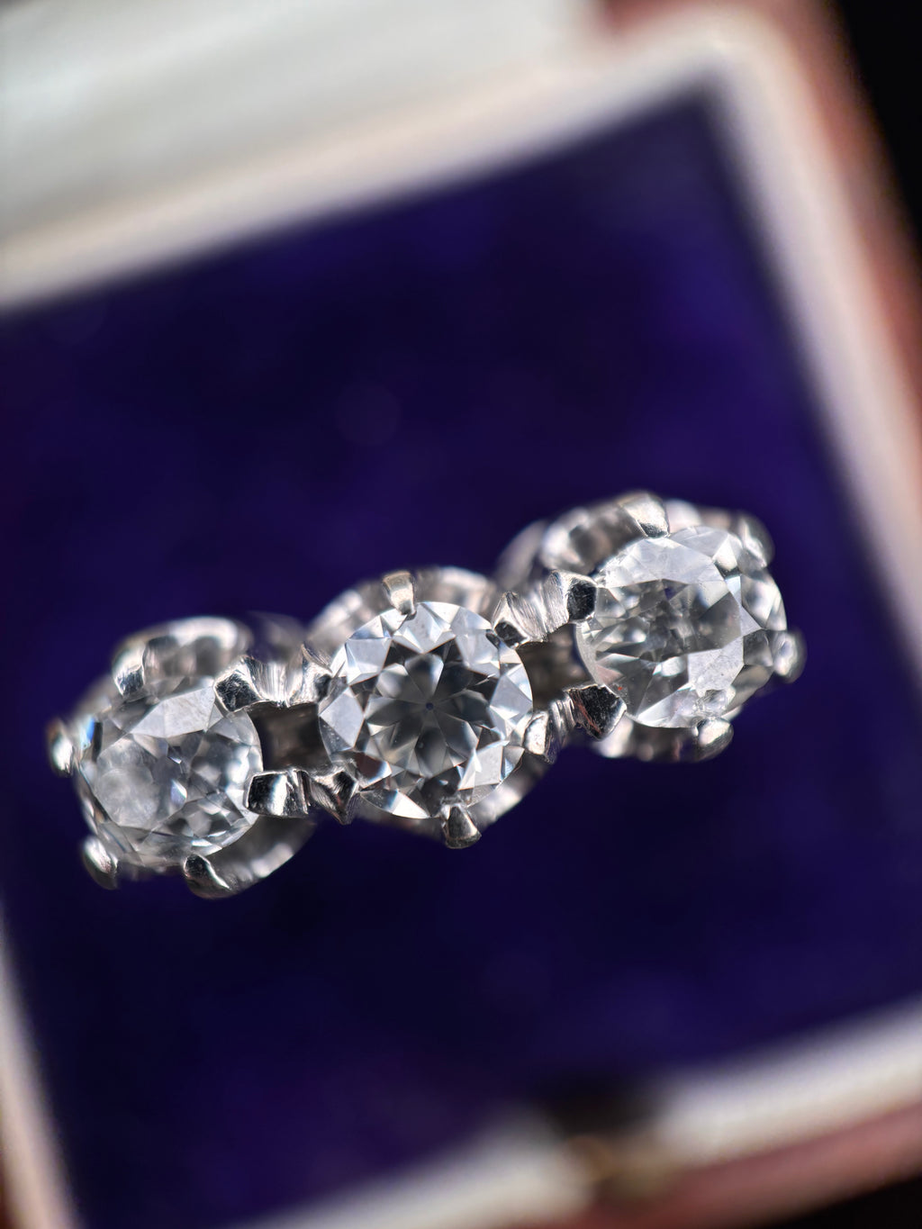 Three-Stone Diamond Platinum Ring