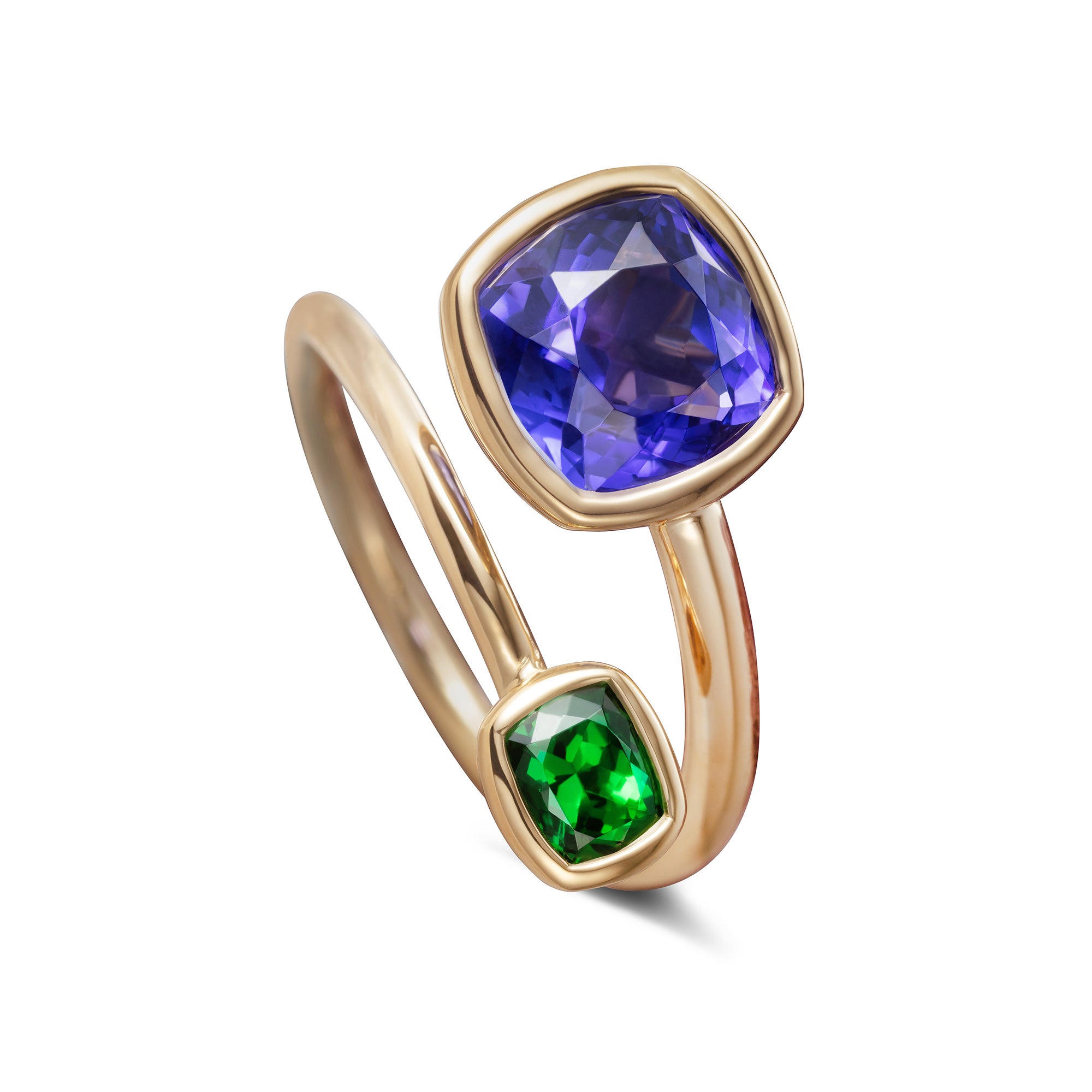 Cushion Tanzanite and Tsavorite Cocktail Ring image 0