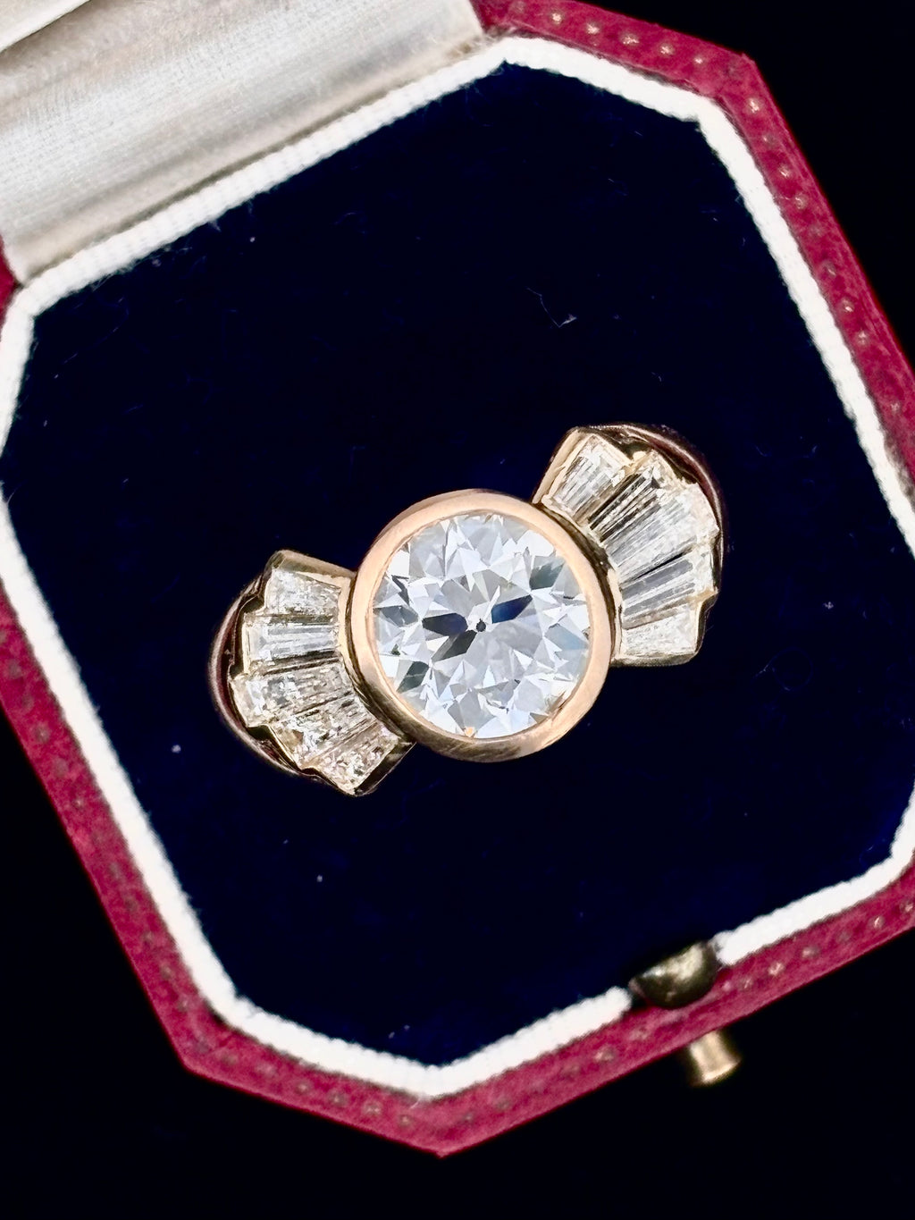 2.14ct Old European Diamond "Bow-Tie" Engagement Ring