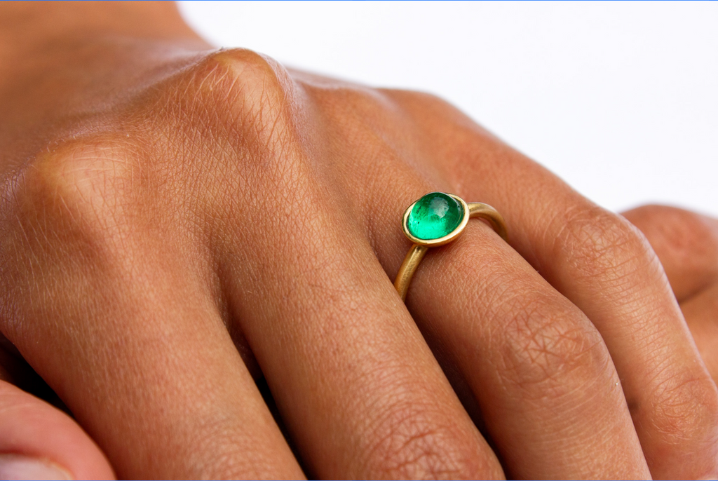 Colombian Emerald Cabochon Ring