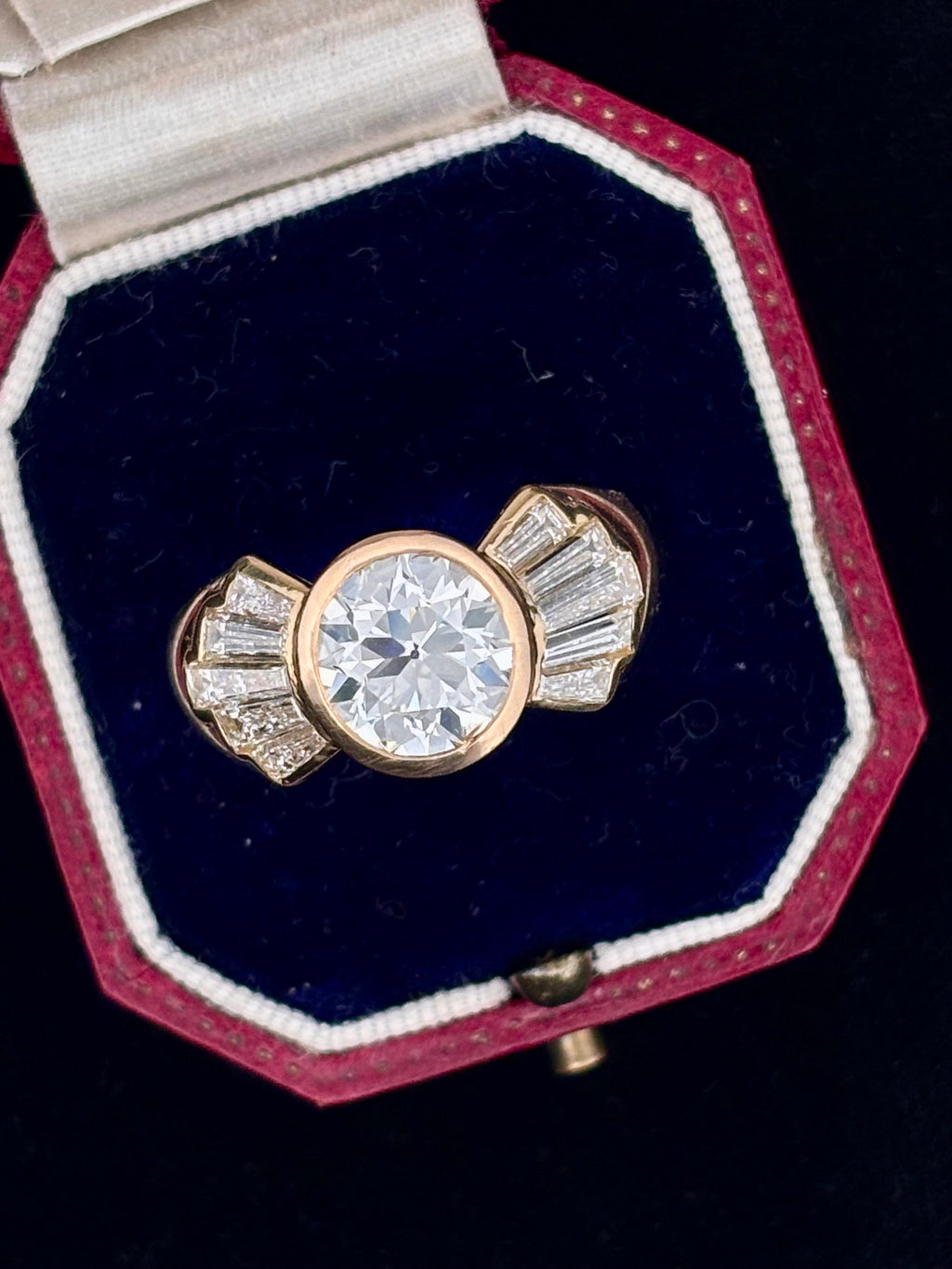 2.14ct Old European Diamond "Bow-Tie" Engagement Ring