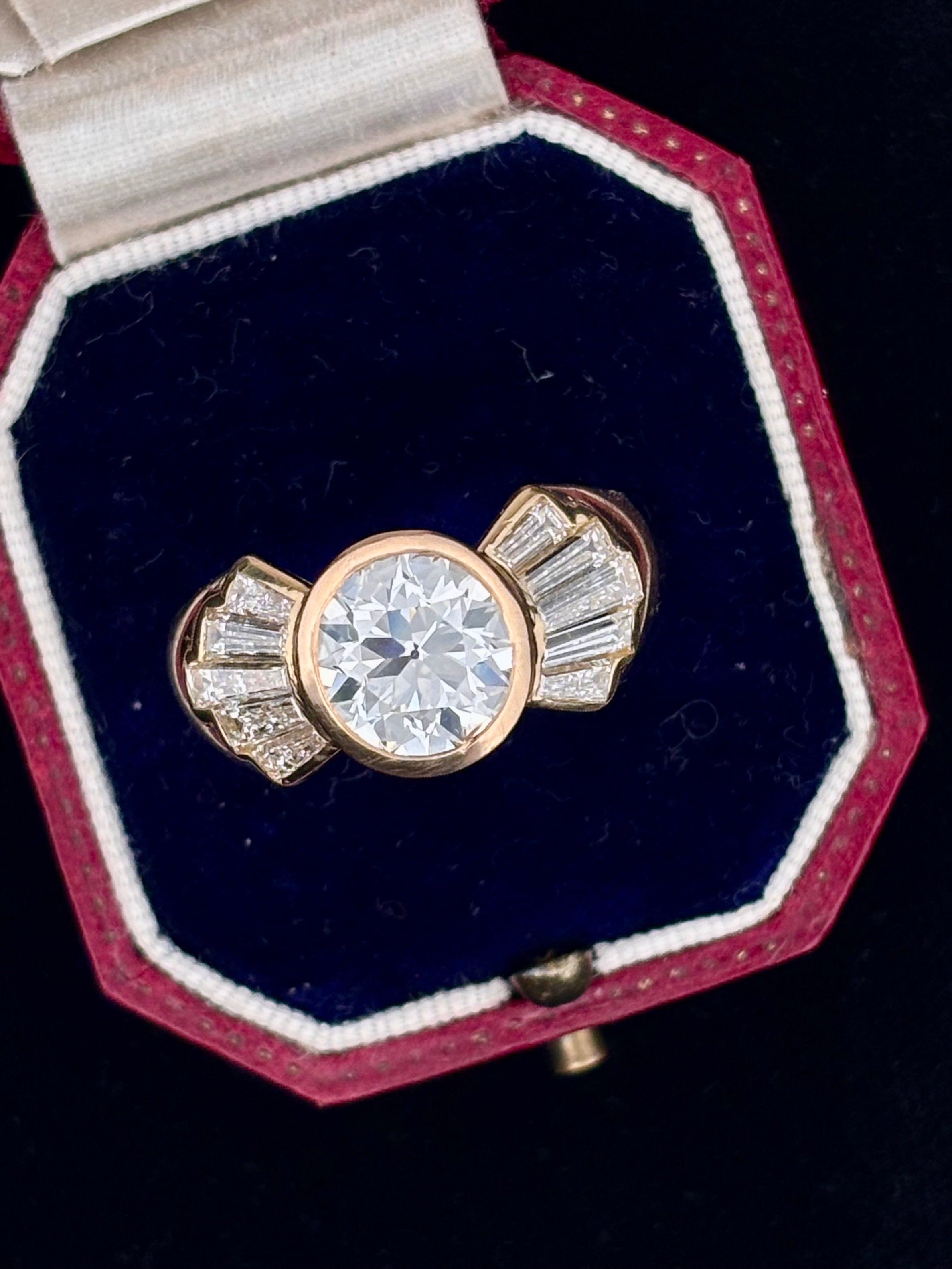 2.14ct Old European Diamond "Bow-Tie" Engagement Ring