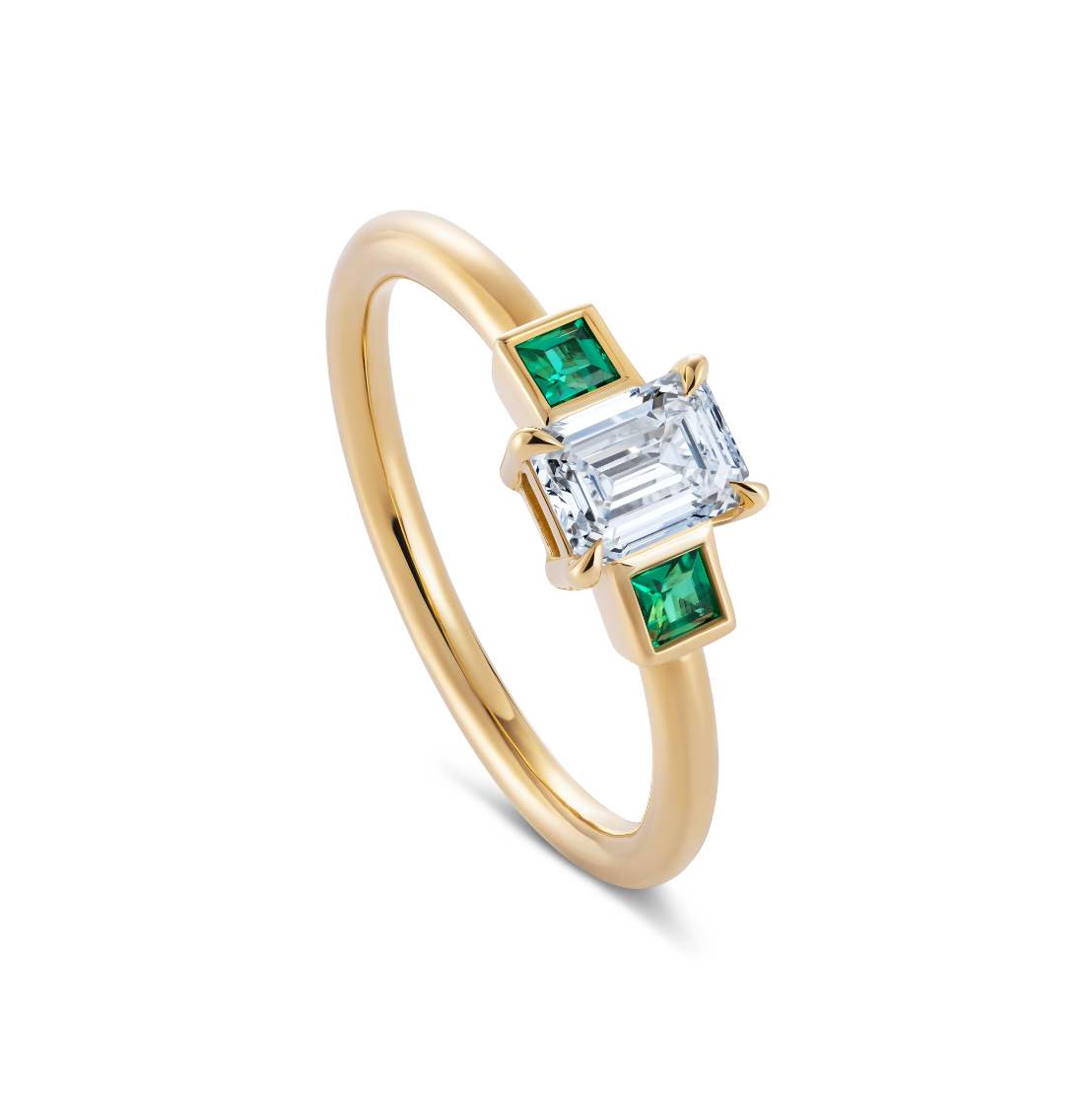 Diamond & Emerald Trilogy Ring