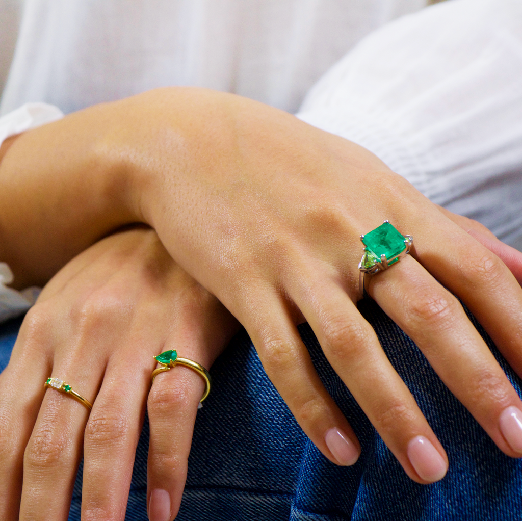 Diamond & Emerald Trilogy Ring