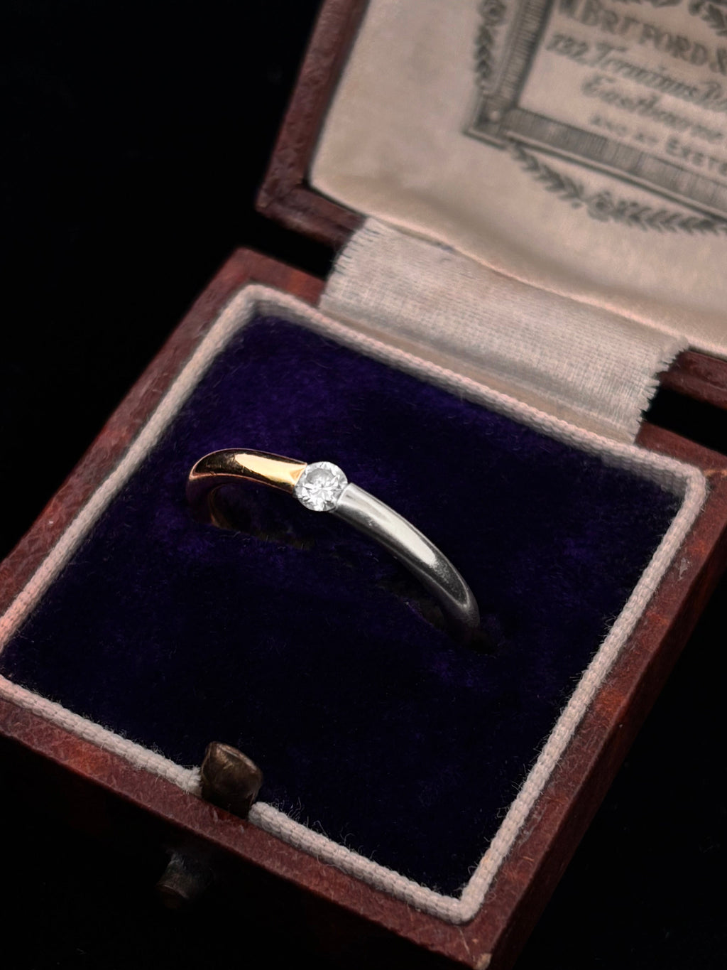 Round Wire 18ct Dual Tone Gold & Diamond Solitaire Ring