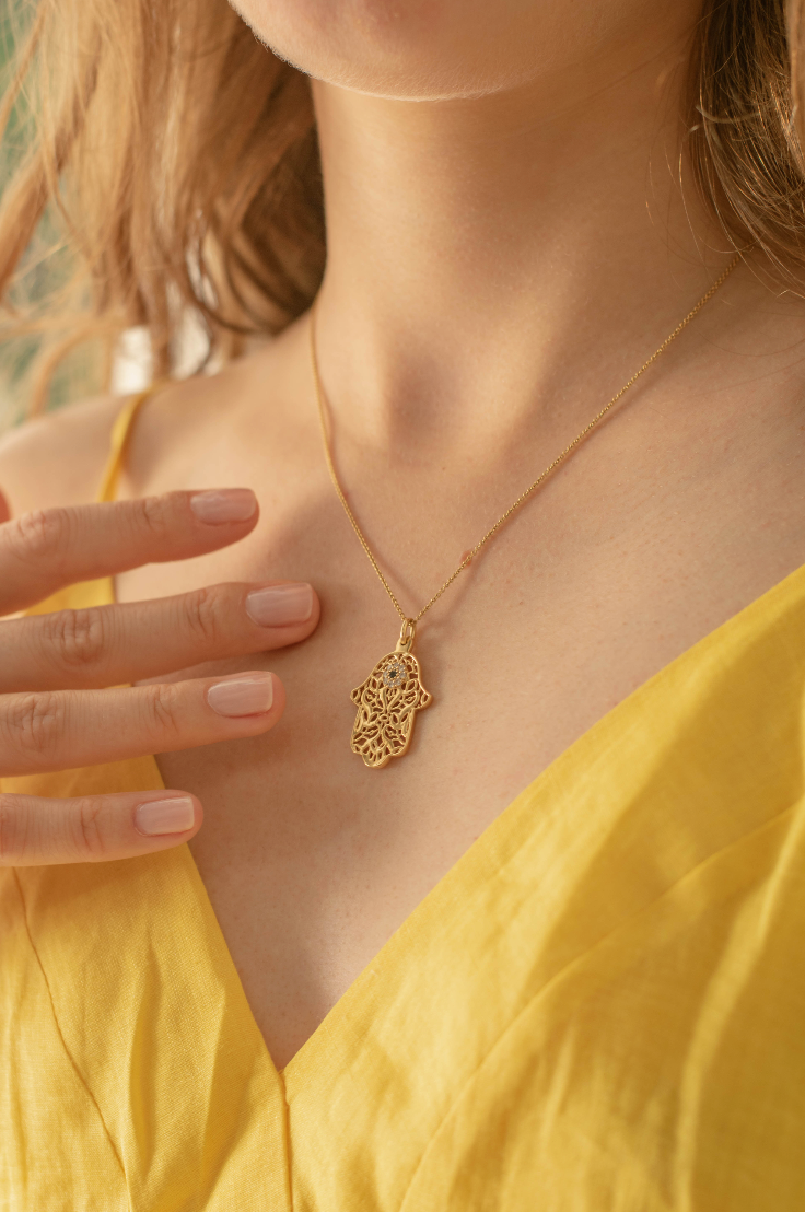Hand of Fatima Evil Eye Diamond pendant