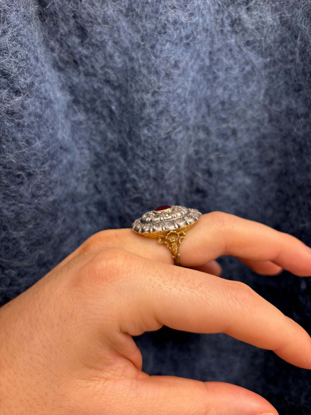Victorian Burmese Ruby & Diamond Cluster Ring