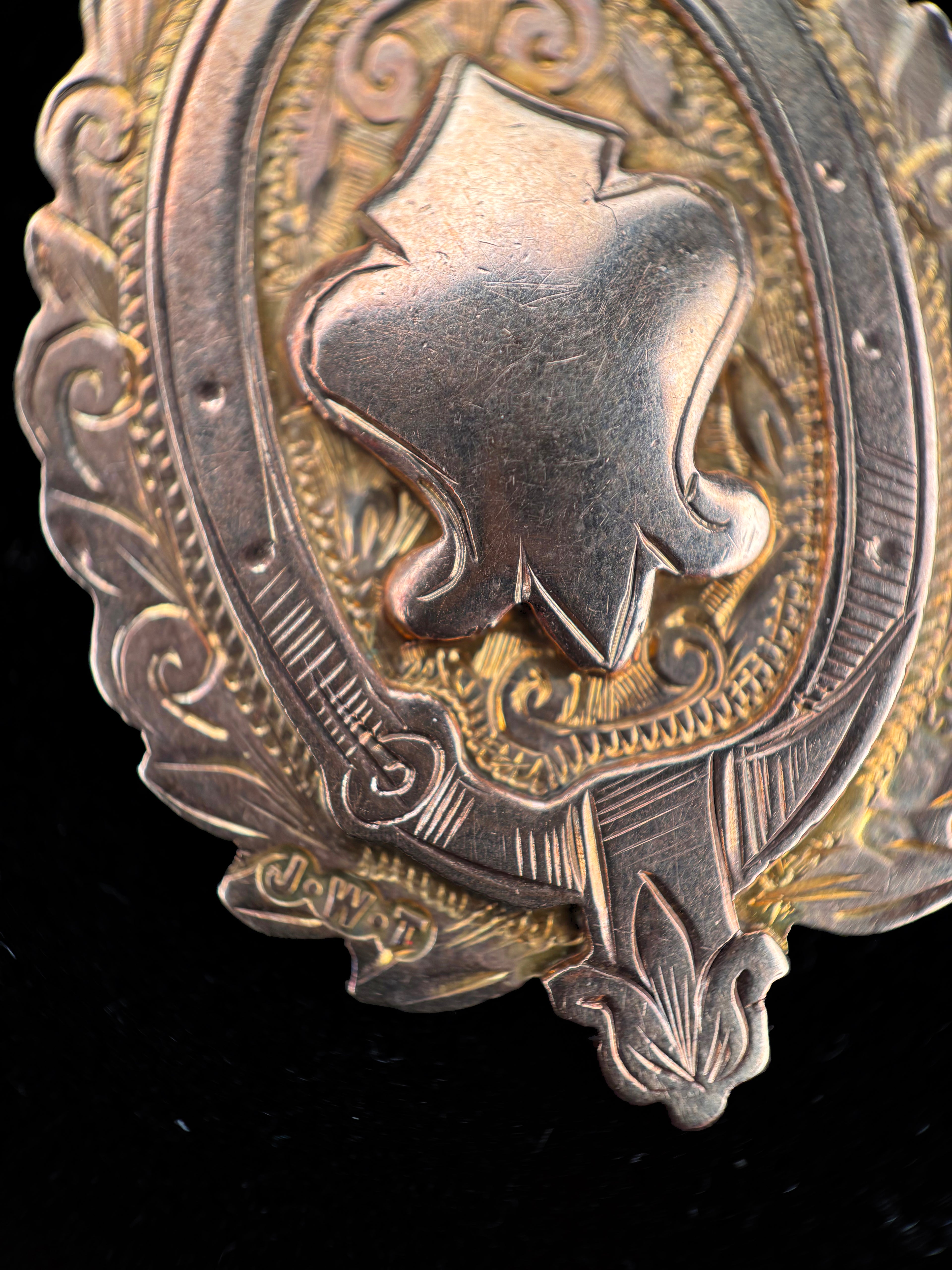 Antique Albert Chain with Shield Fob & T-Bar in 9ct gold