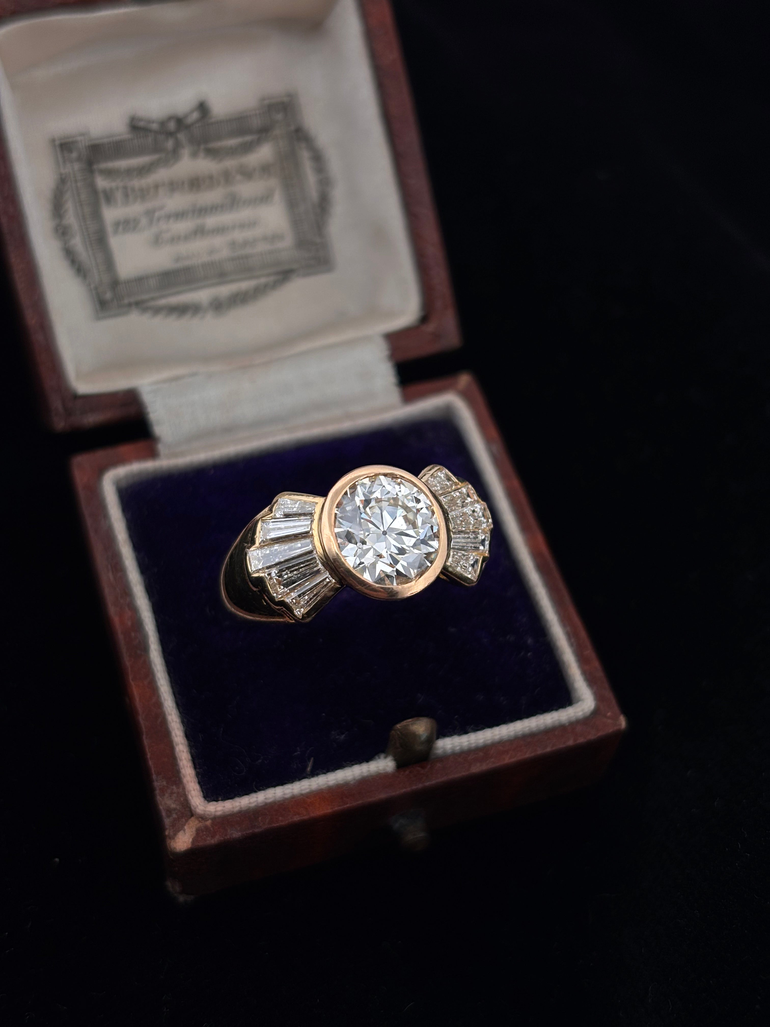 2.14ct Old European Diamond "Bow-Tie" Engagement Ring