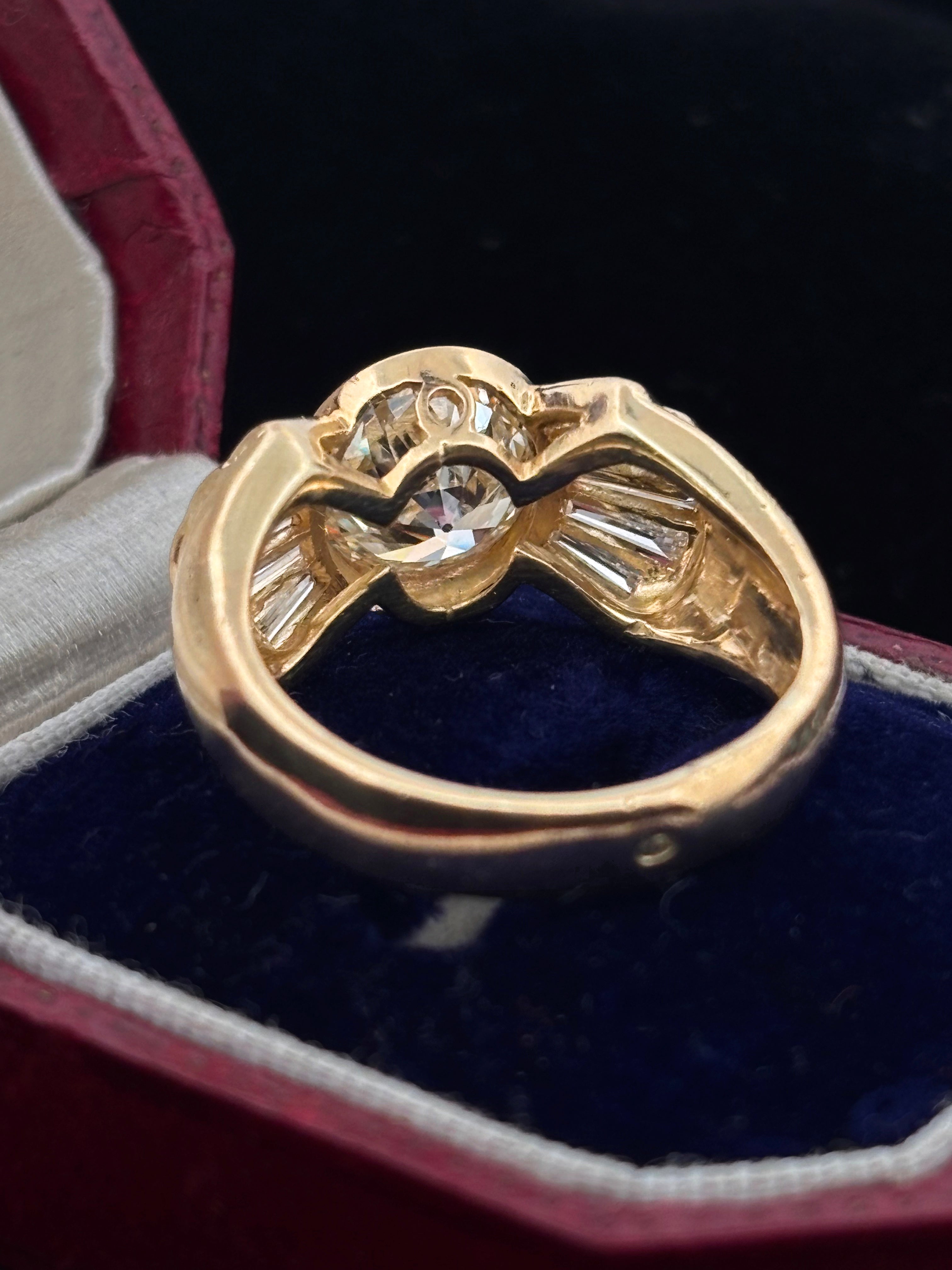 2.14ct Old European Diamond "Bow-Tie" Engagement Ring