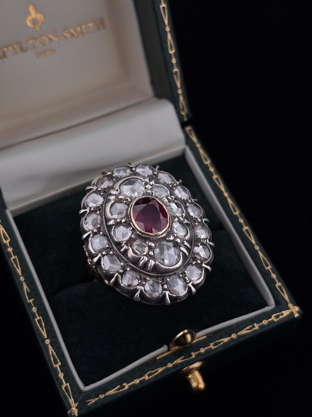 Victorian Burmese Ruby & Diamond Cluster Ring