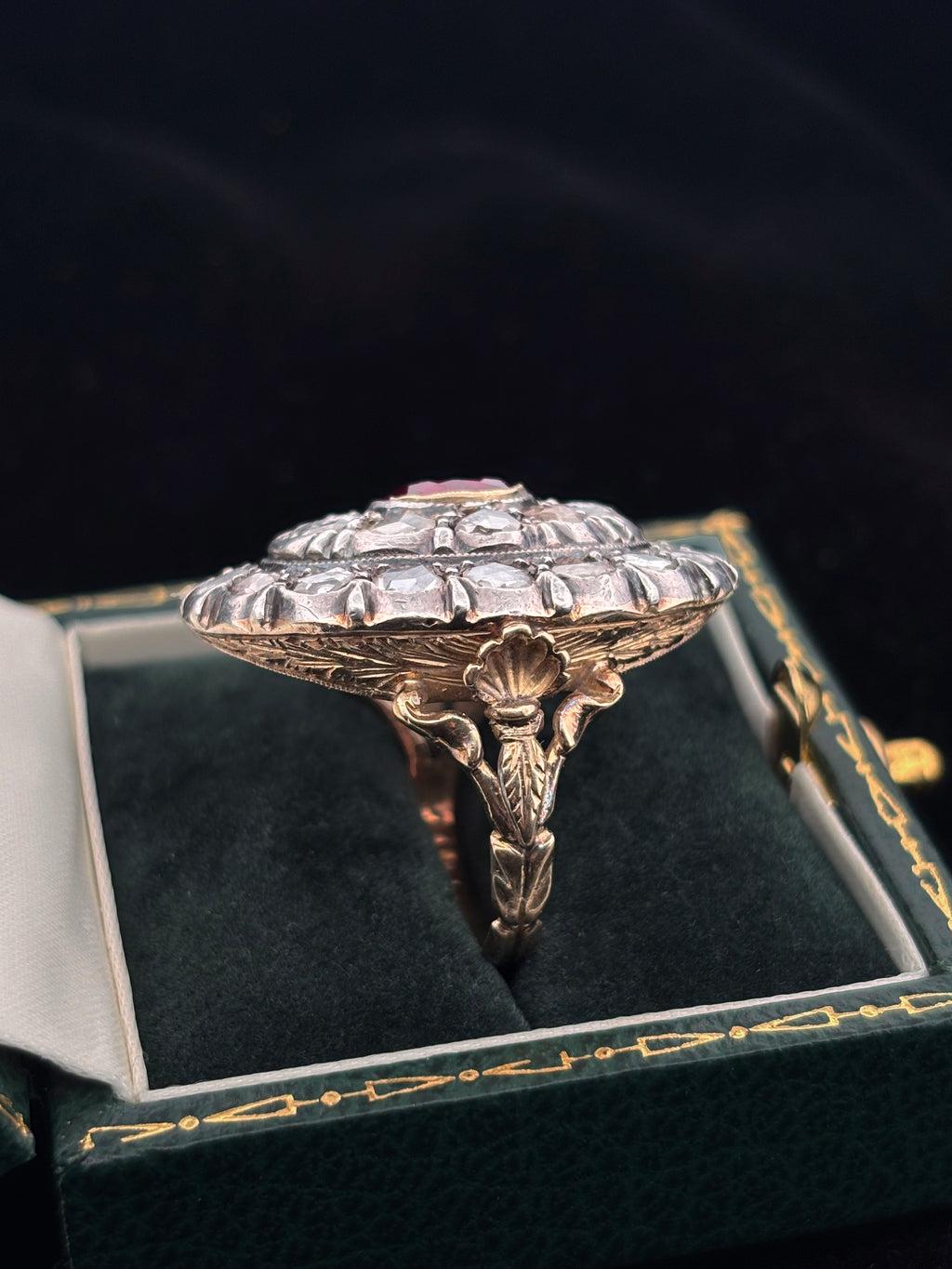 Victorian Burmese Ruby & Diamond Cluster Ring