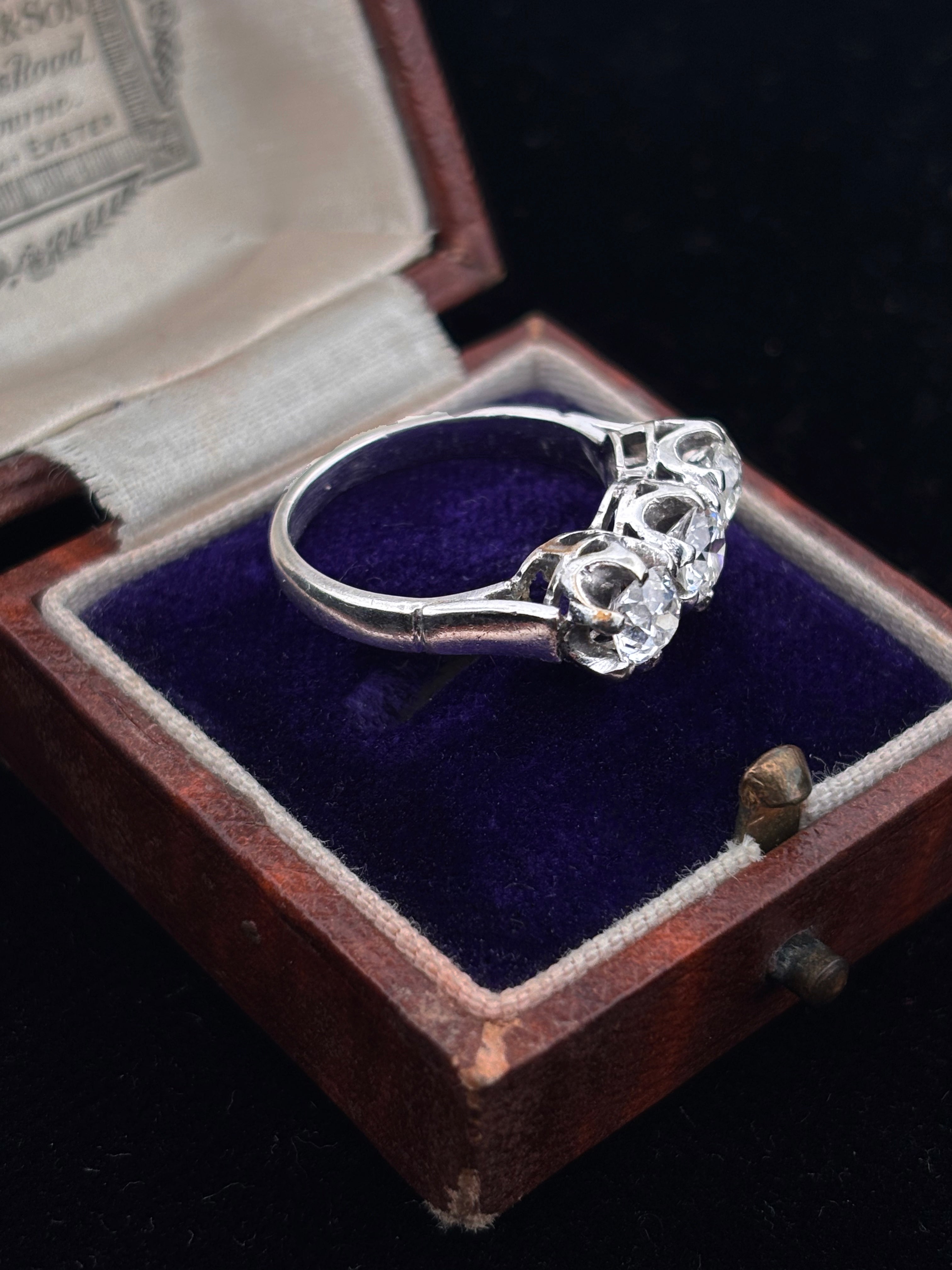 Three-Stone Diamond Platinum Ring