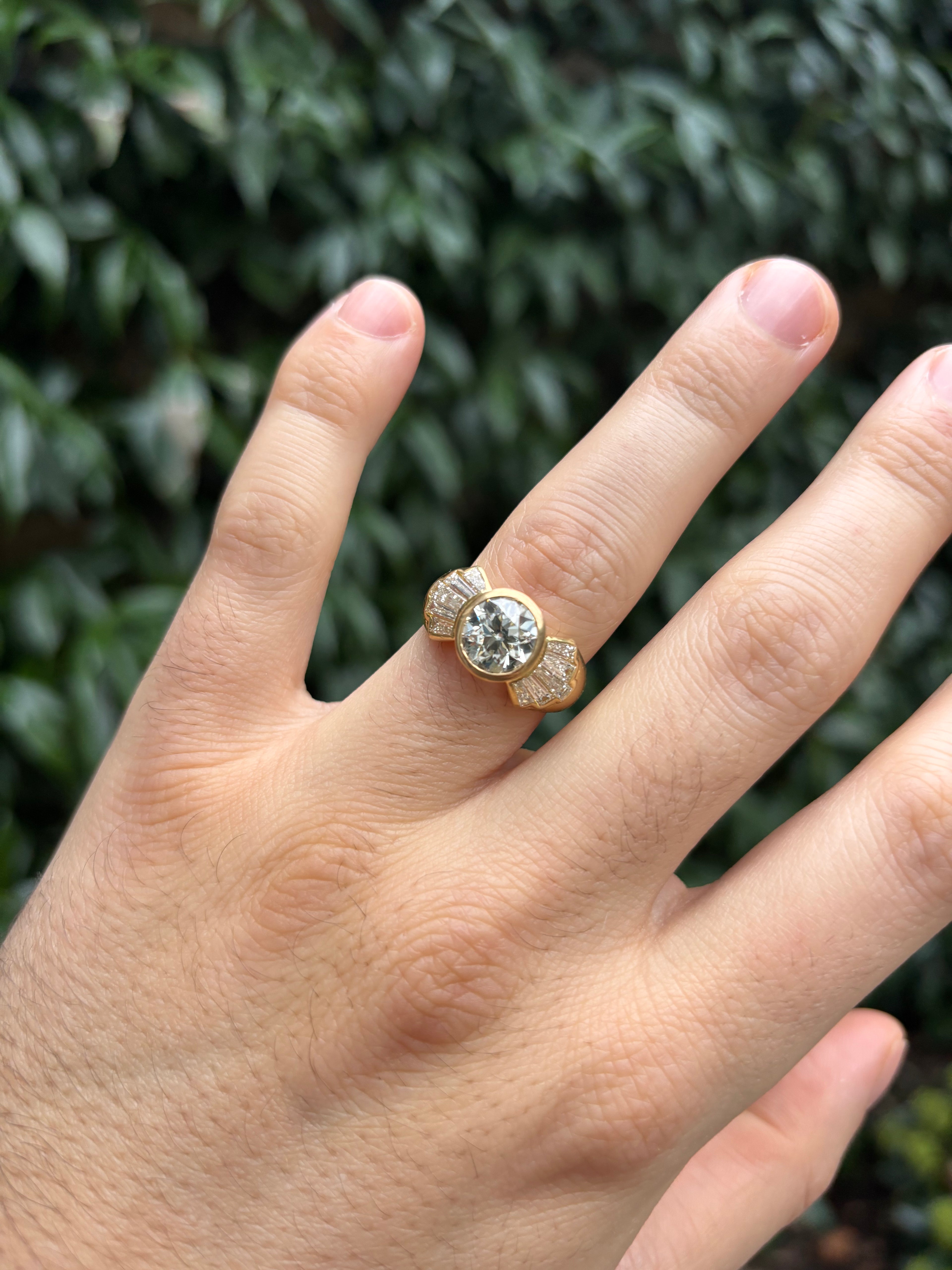 2.14ct Old European Diamond "Bow-Tie" Engagement Ring