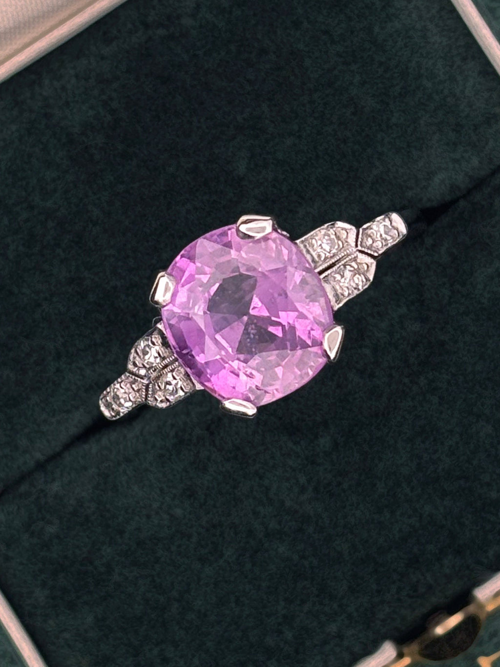 5ct Violet Sapphire & Diamond Art Deco Ring
