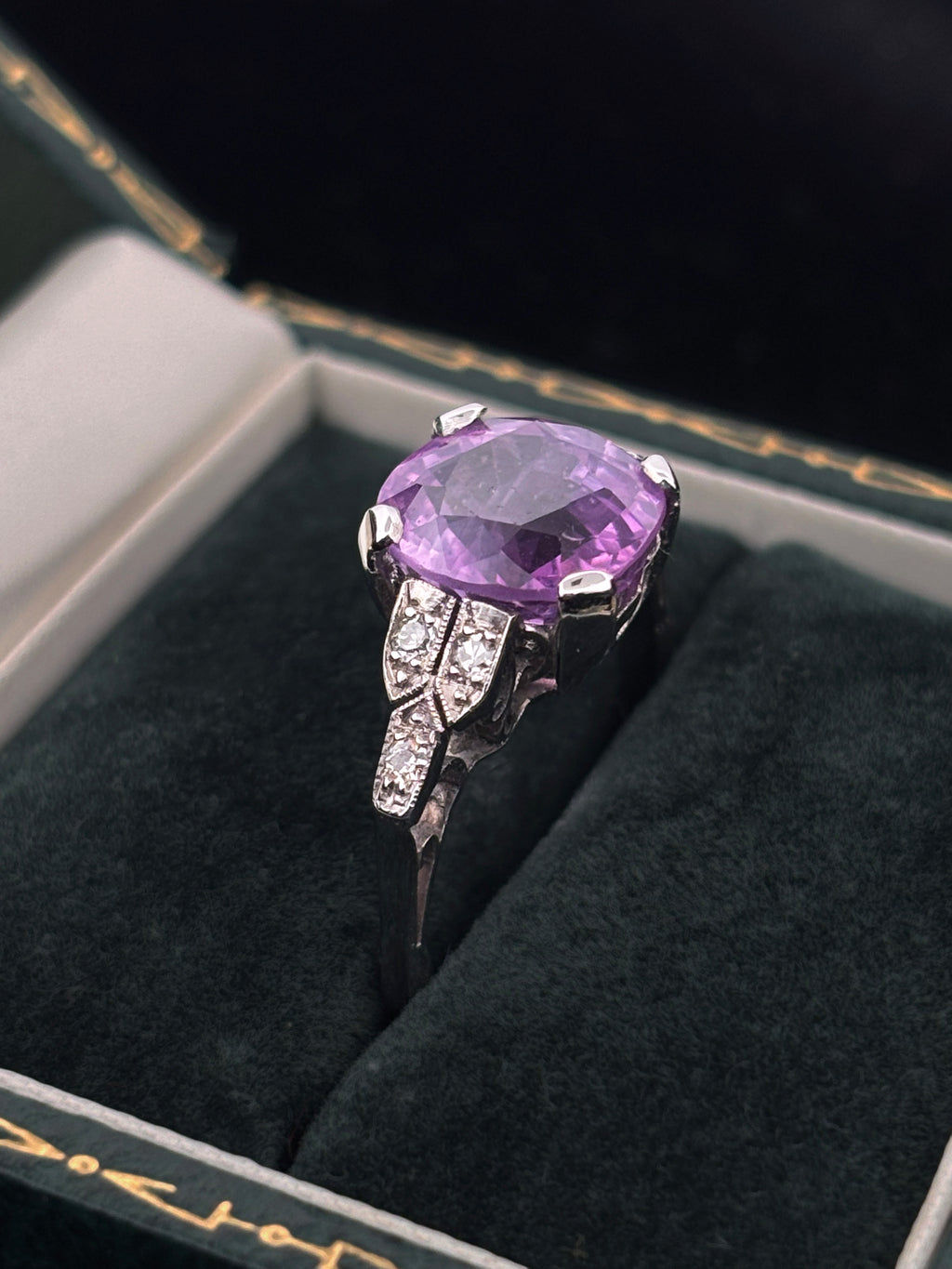 5ct Violet Sapphire & Diamond Art Deco Ring