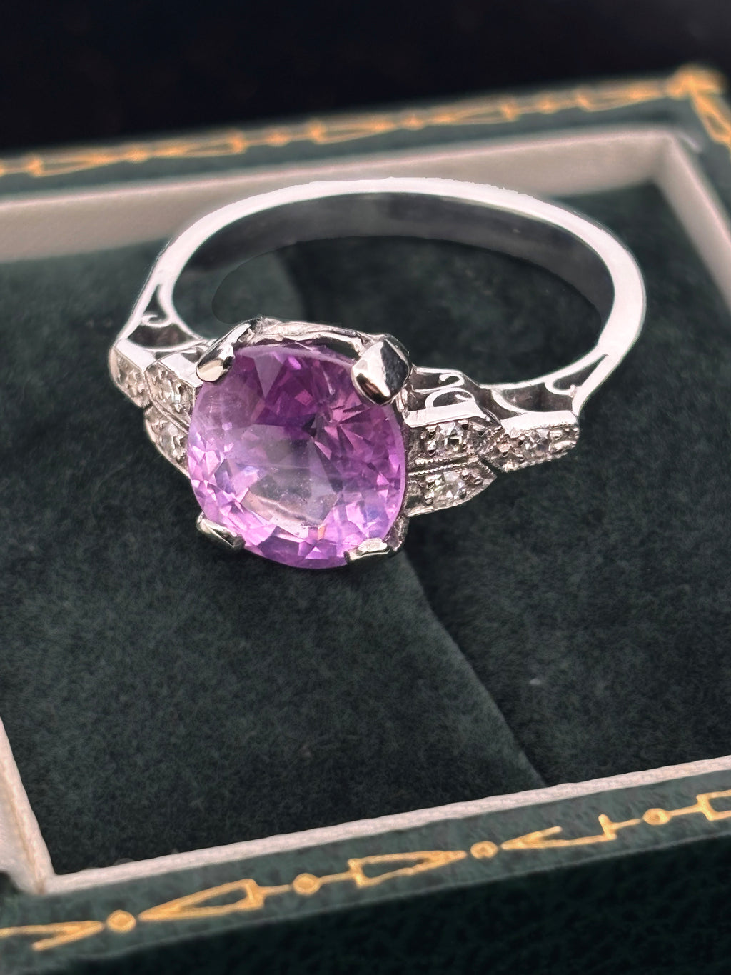 5ct Violet Sapphire & Diamond Art Deco Ring