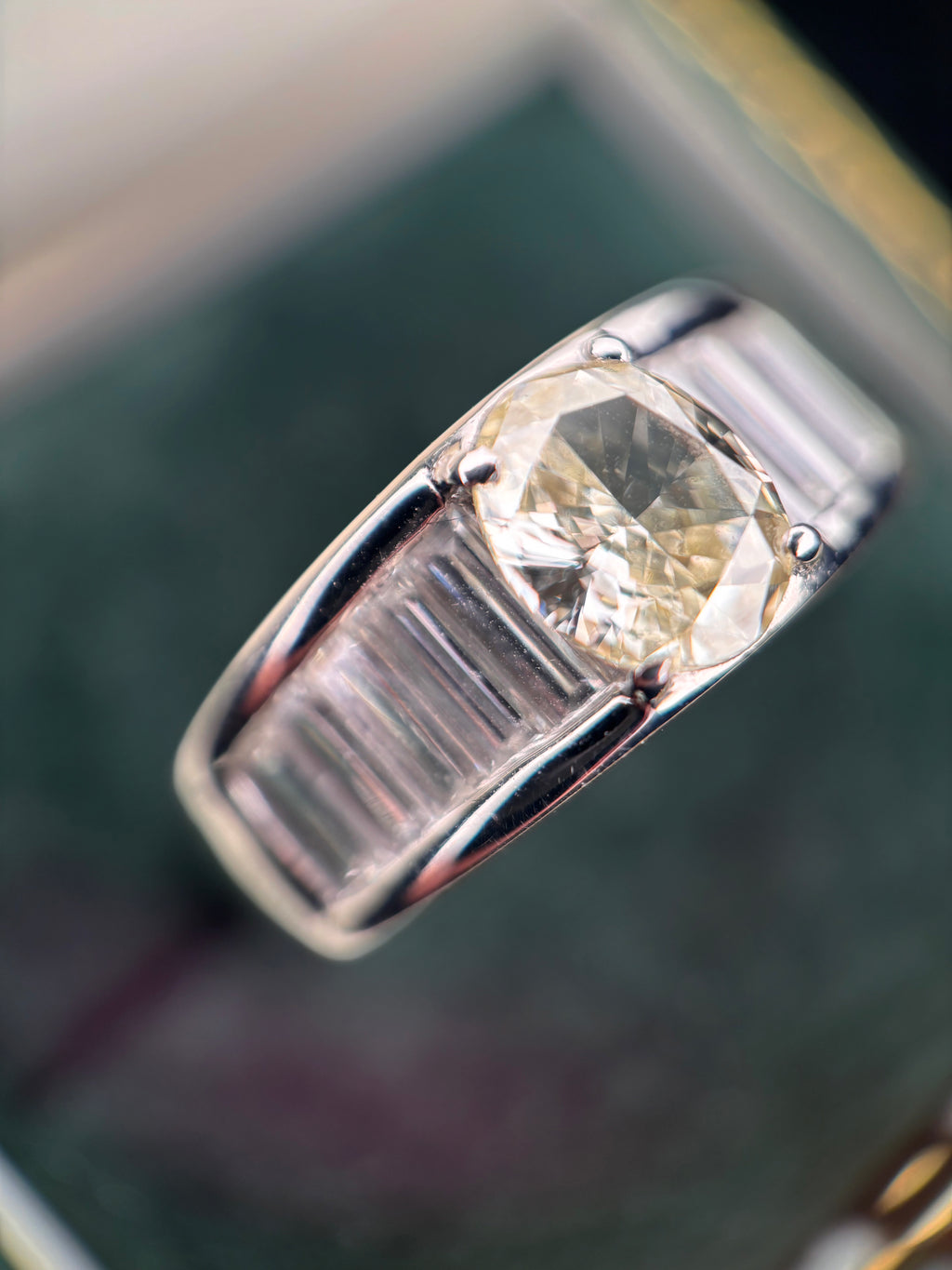 1.01ct Oval Diamond & Baguette Channel-Set Ring
