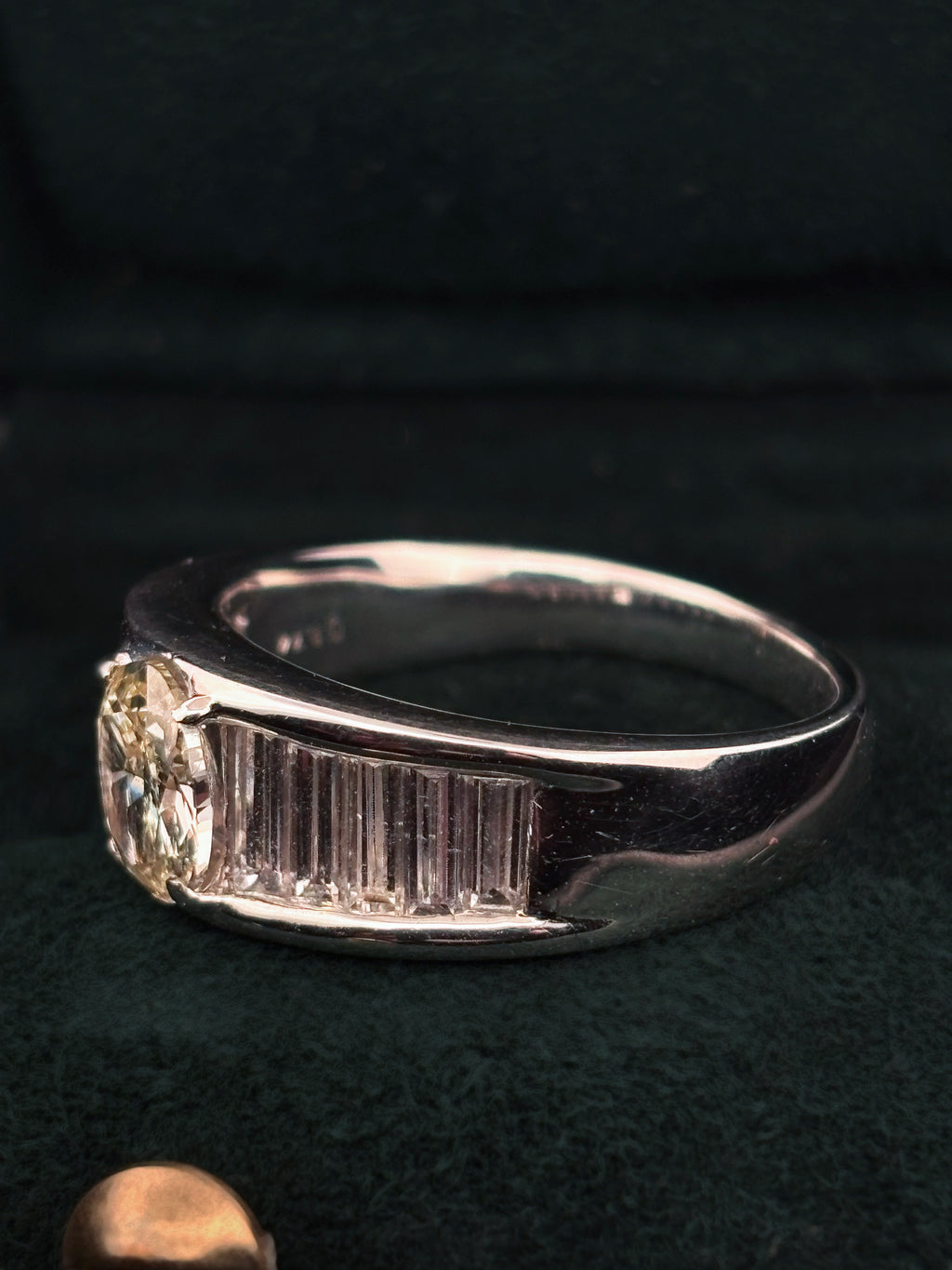 1.01ct Oval Diamond & Baguette Channel-Set Ring