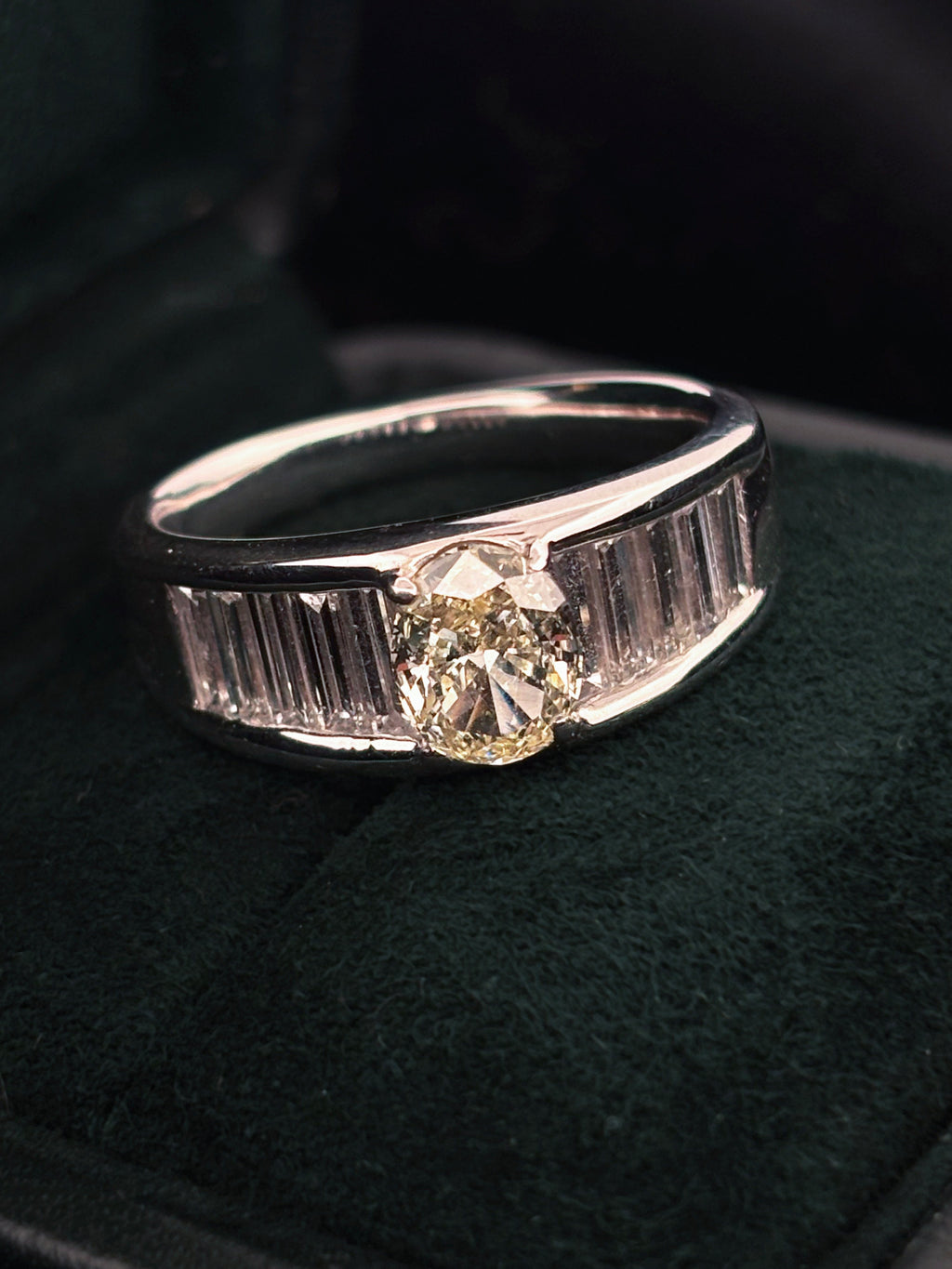 1.01ct Oval Diamond & Baguette Channel-Set Ring