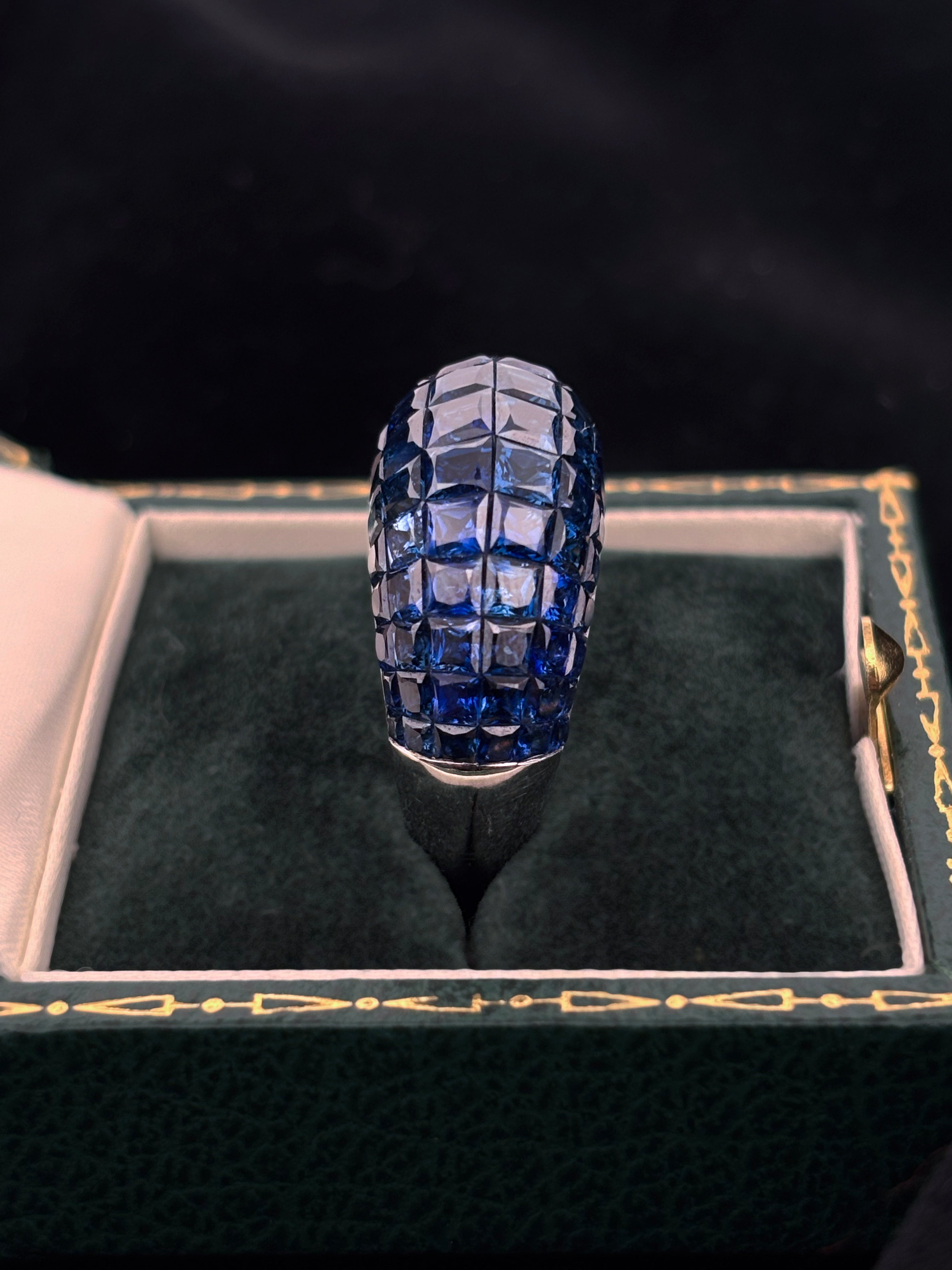 8.5ct of Sapphires Invisible Set White gold ring